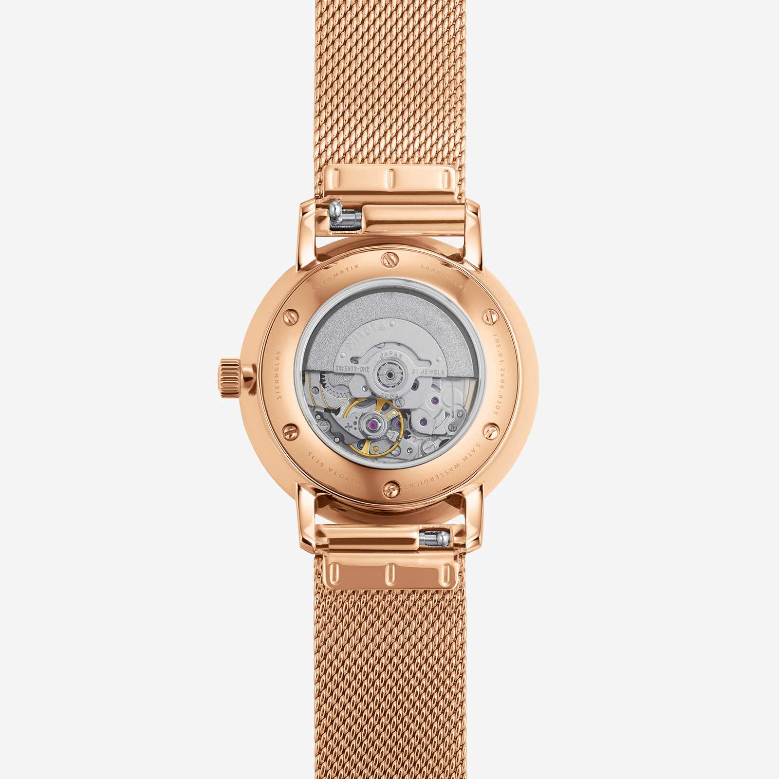 sternglas-naos-xs-automatik-damenuhr-ros-gold-33-mm-edelstahl image 7