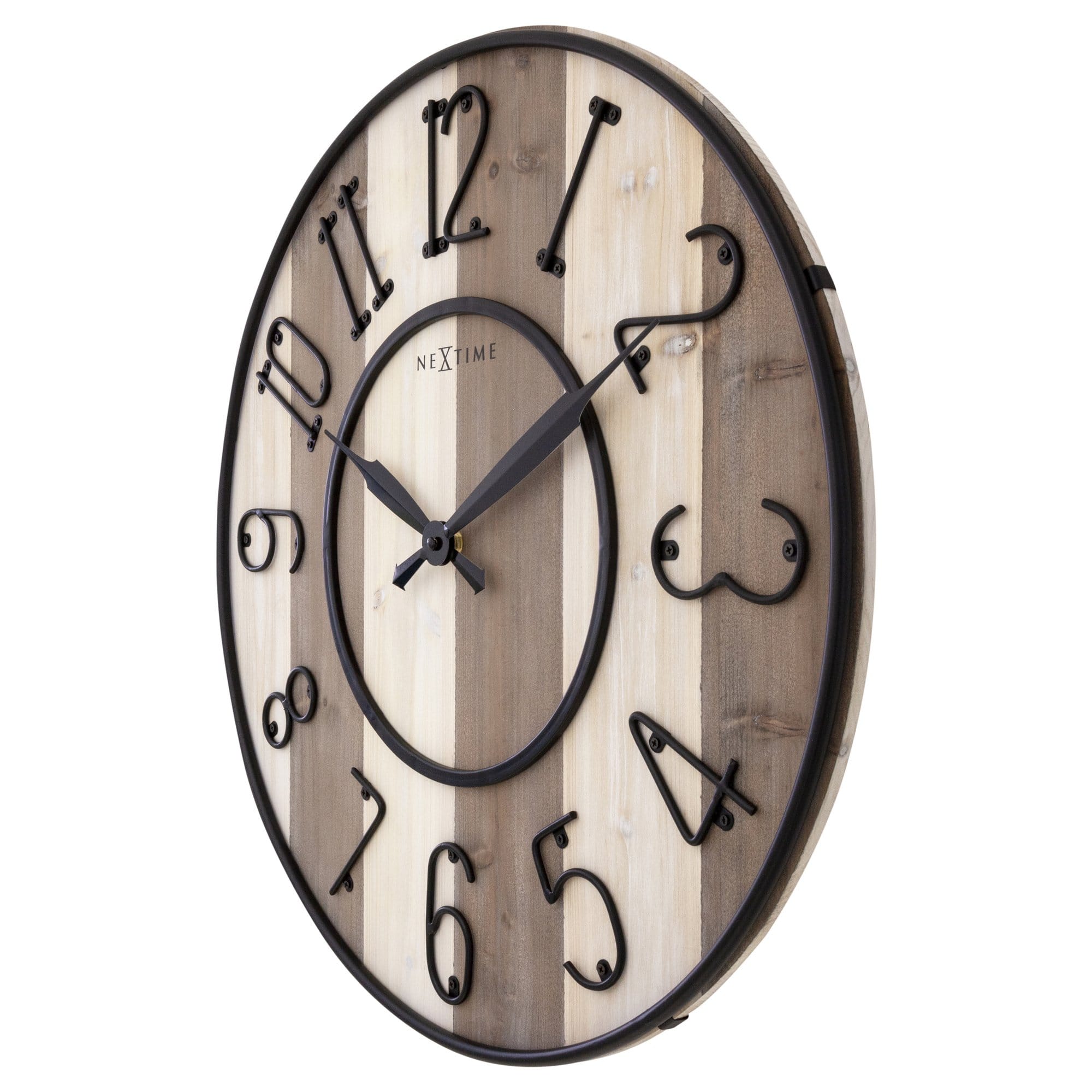 nextime-oxford-wanduhr-50-cm-lautlos-holz-metall-hellbraun-creme image 7