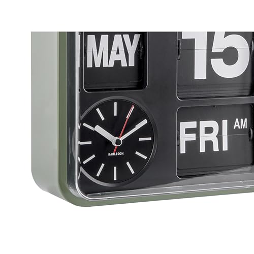 karlsson-wanduhr-mini-flip-gr-n-schwarz-24x24x10cm-mit-datum image 8