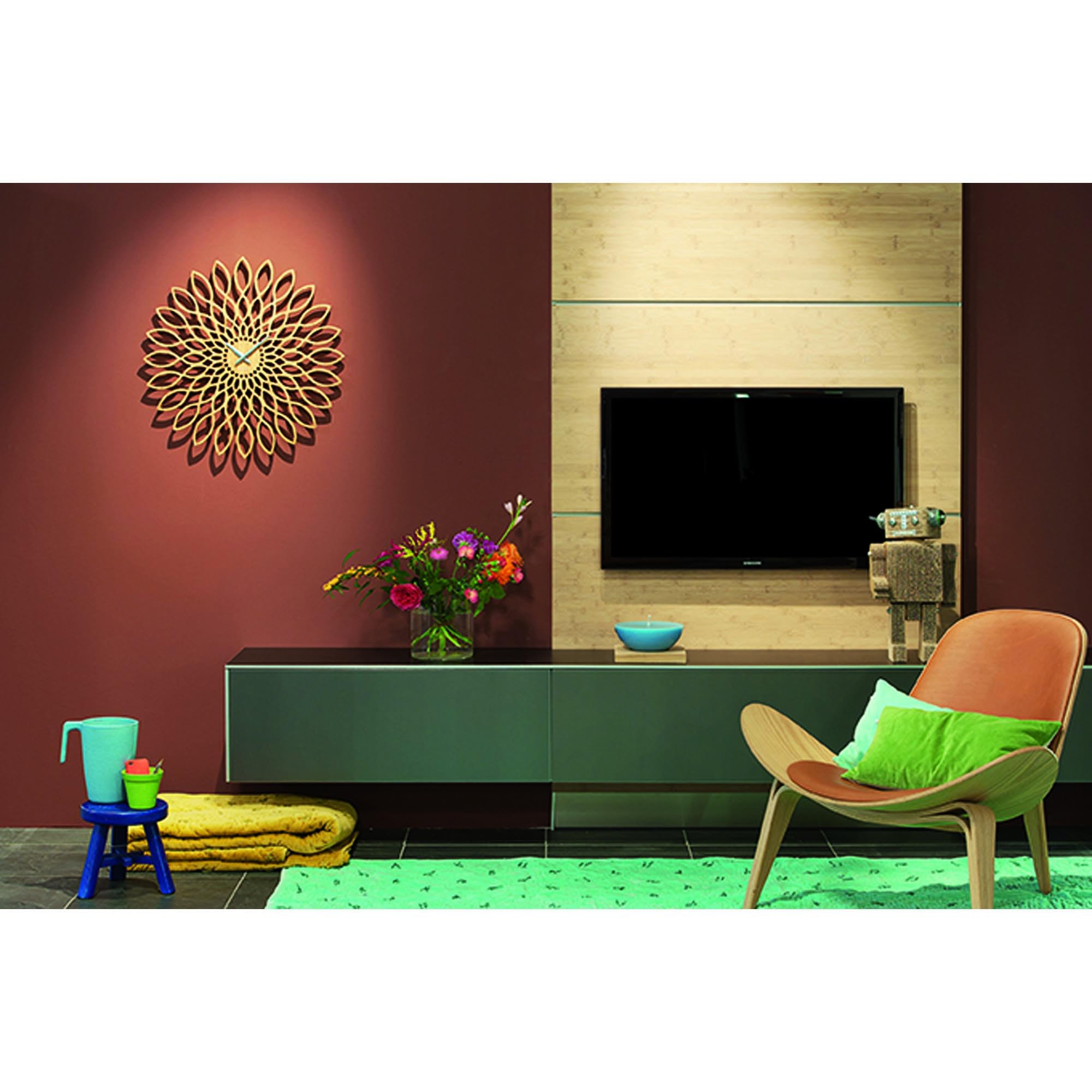 karlsson-sunflower-wanduhr-mdf-holz-60-cm-braun image 2
