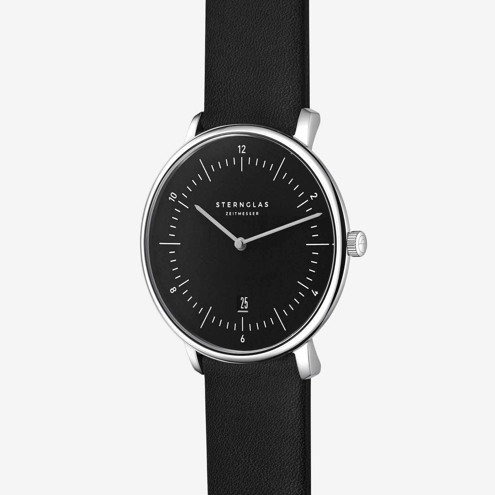sternglas-naos-xl-herrenuhr-pianoschwarz-42-mm-leder-silber image 3