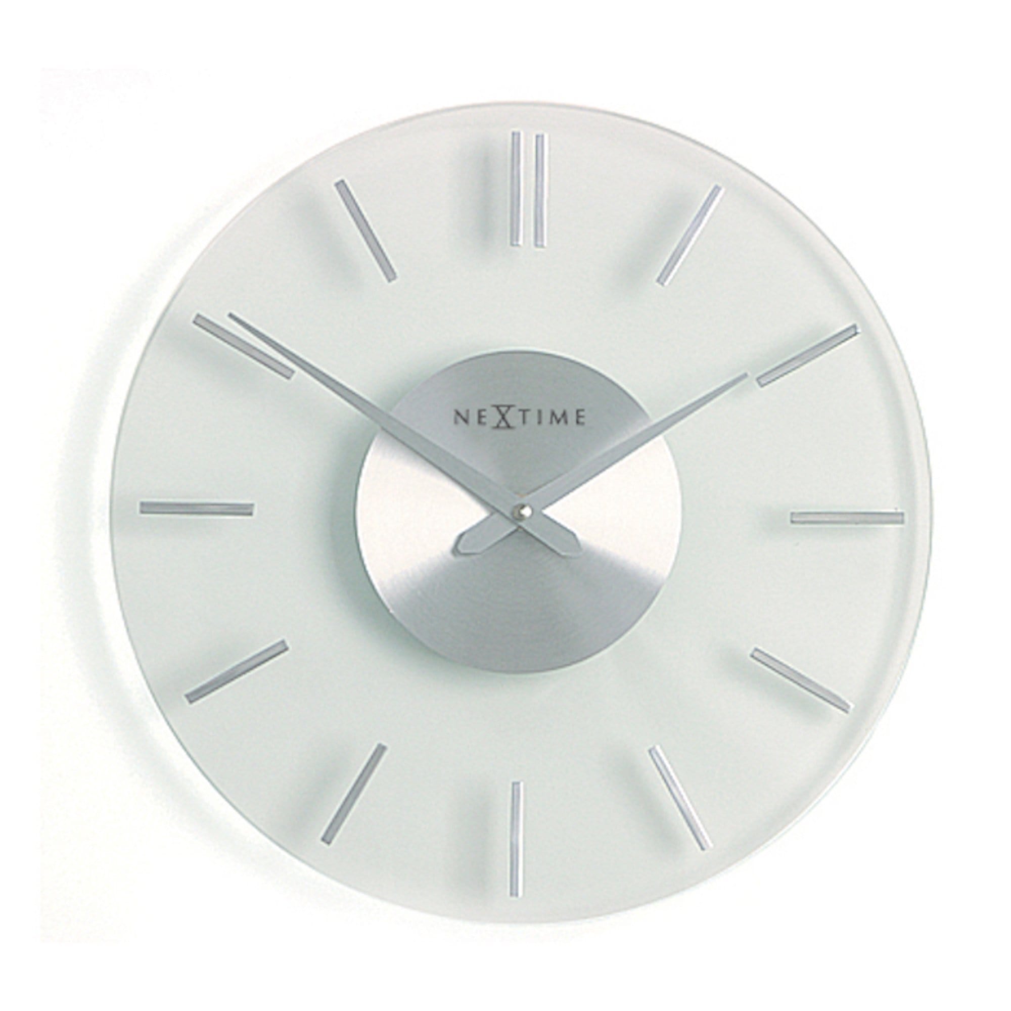 nextime-stripe-wanduhr-26cm-aluminium-milchglas-lautlos image 1