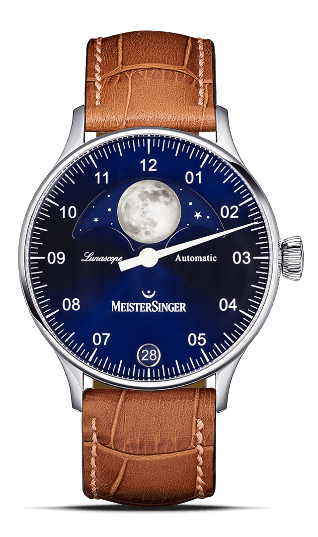 meistersinger-lunascope-einzeiger-armbanduhr-sonnenschliff-blau image 1