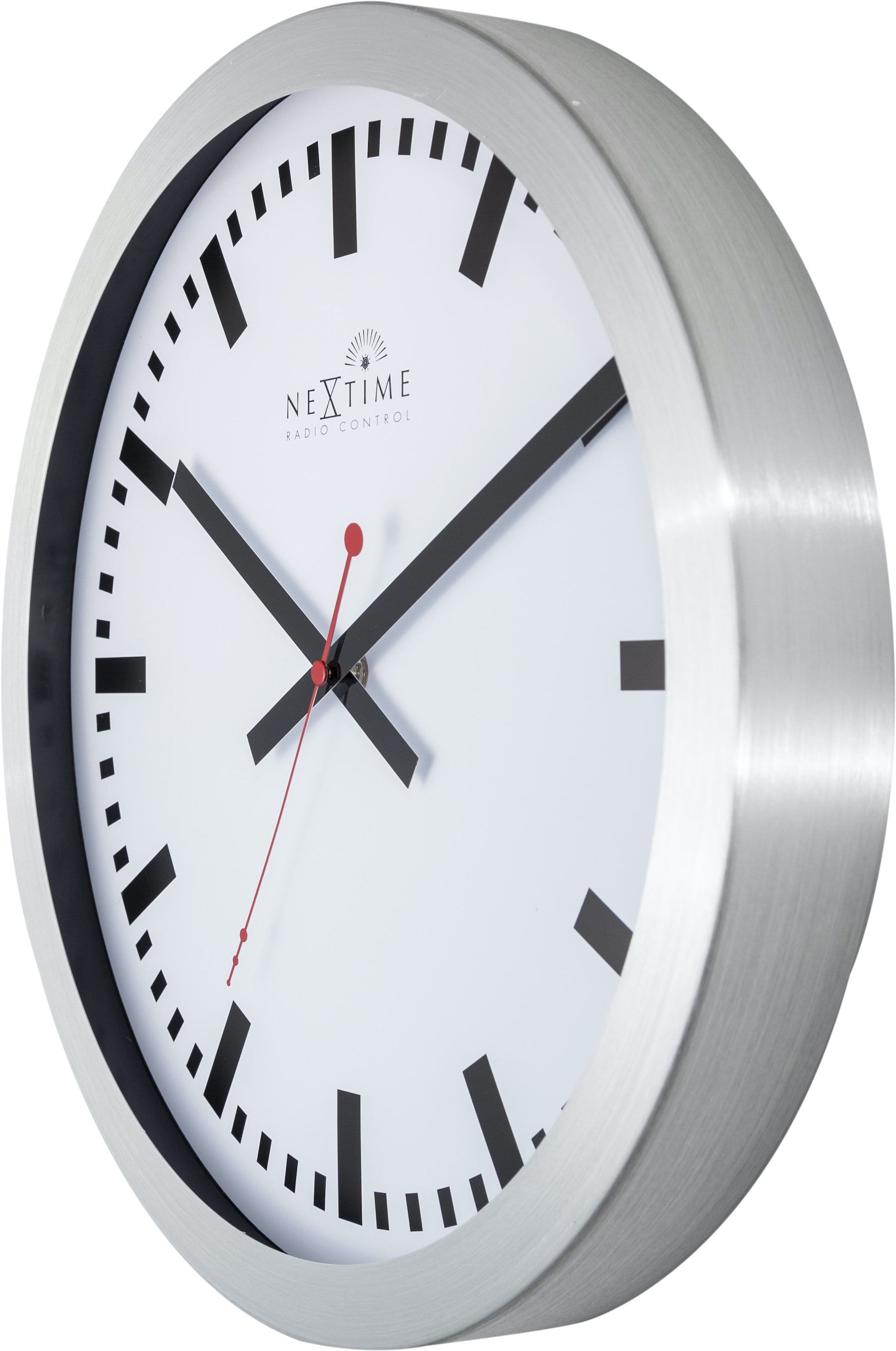 nextime-station-radio-controlled-stripe-wanduhr-35-cm-aluminium-wei image 3