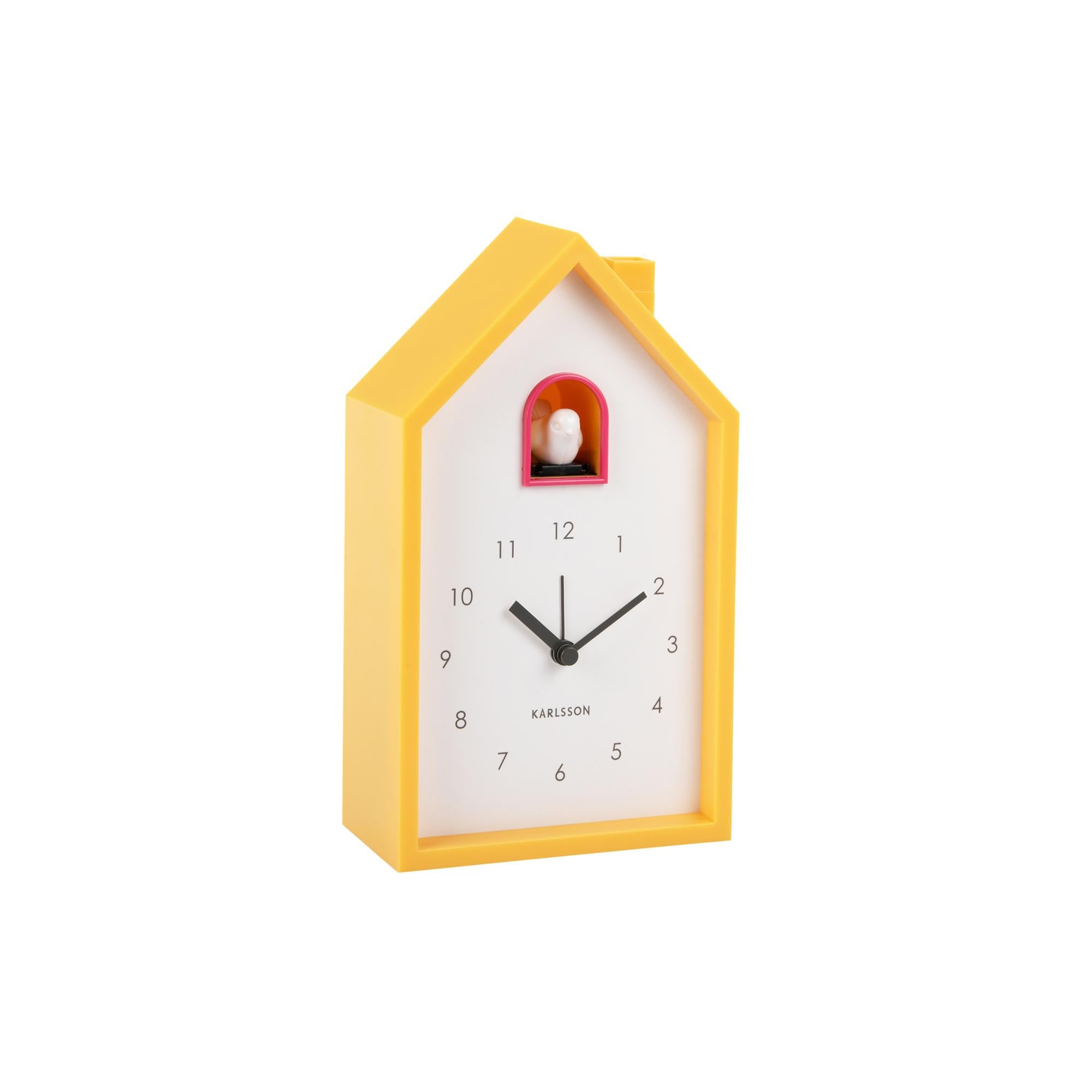 karlsson-modern-cuckoo-wecker-leuchtendes-gelb-6x12x20-cm image 4