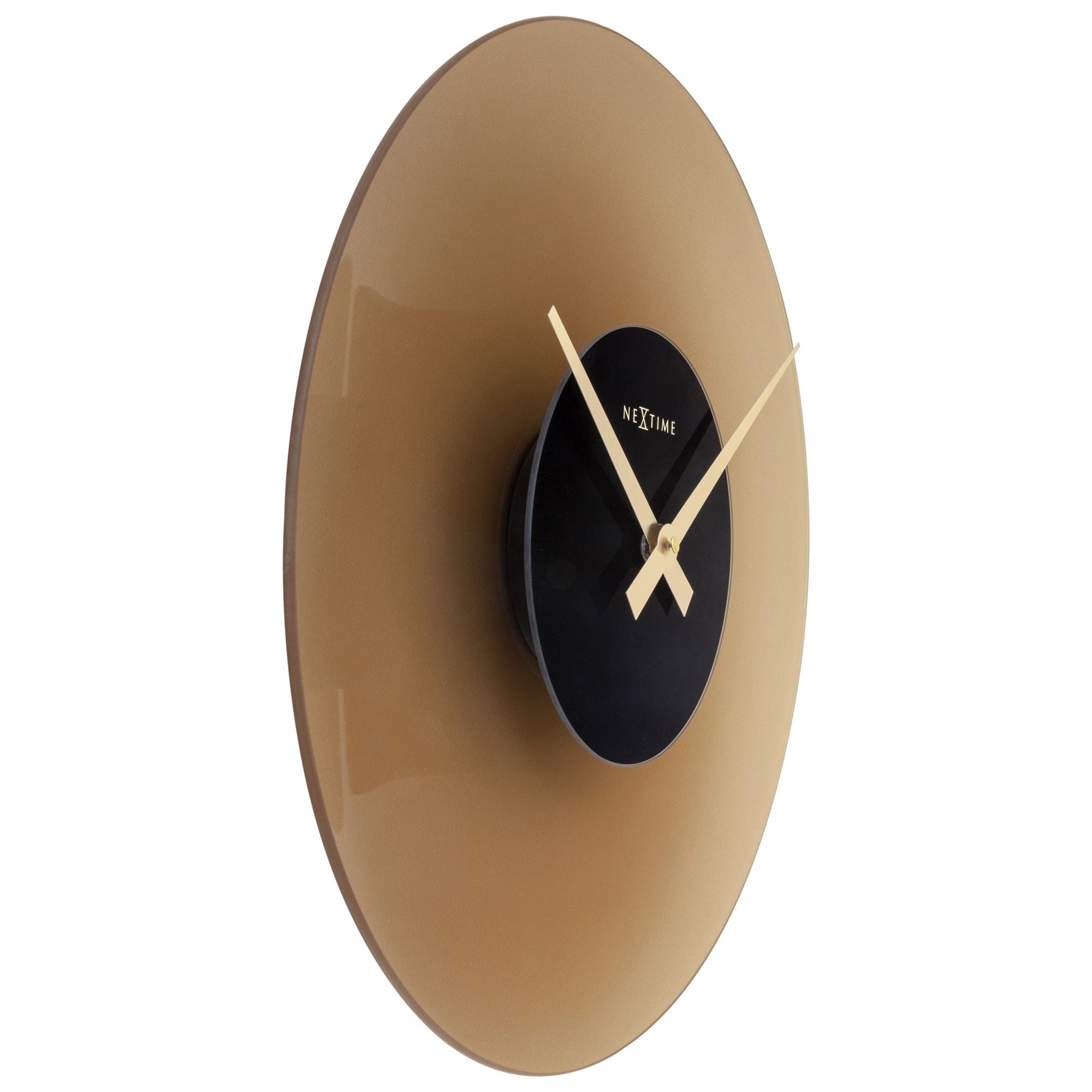 nextime-float-wanduhr-40-cm-silent-glasuhr-grau-brown-40-cm image 2