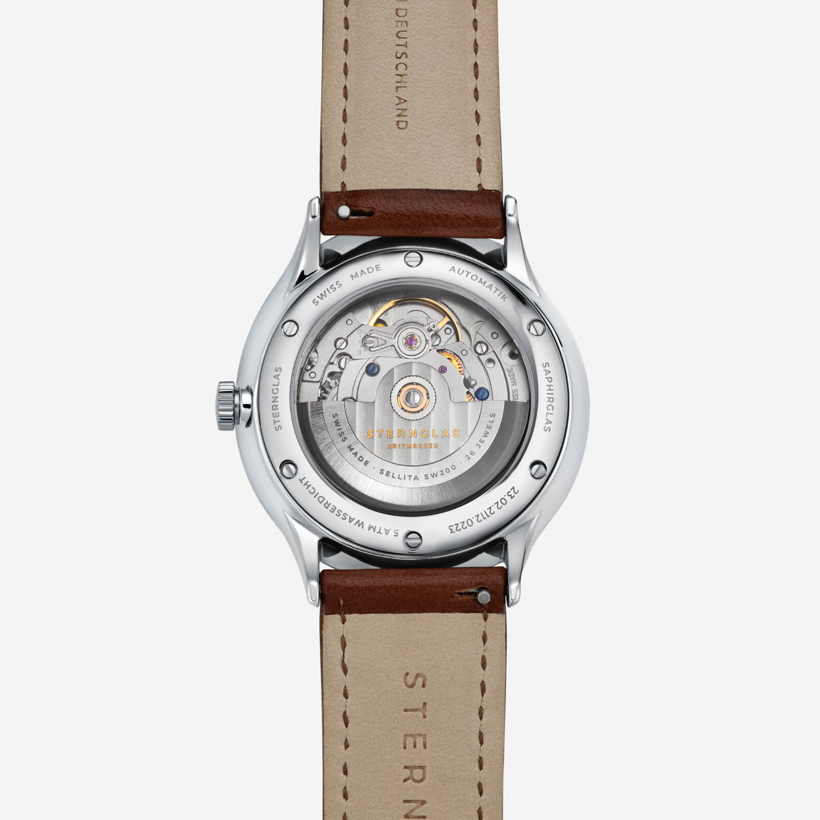 sternglas-kanton-2-0-silber-modena-braun-39-mm-unisex-uhr image 7