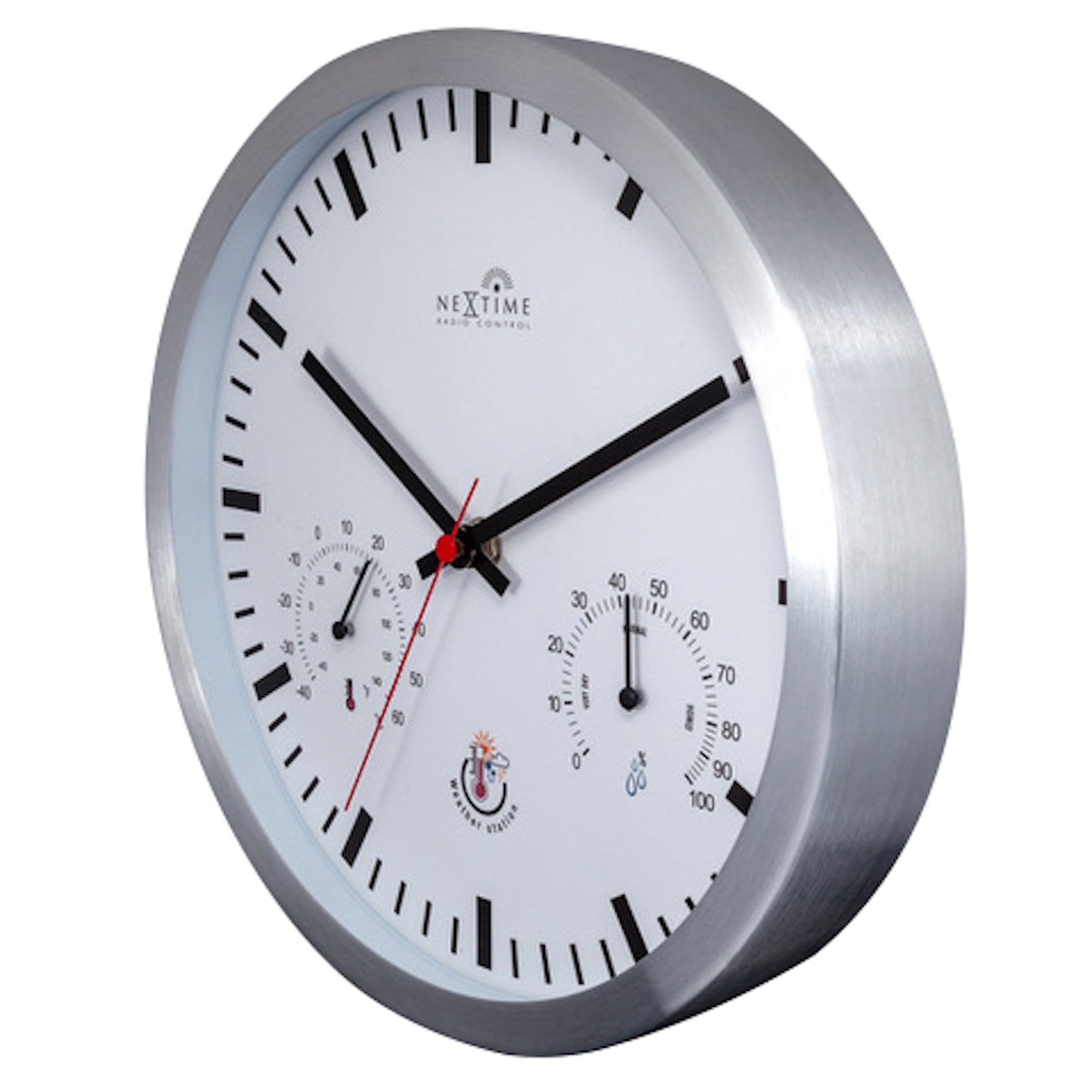 nextime-radio-control-wetterstation-wanduhr-25-cm-schwarz-wei image 3