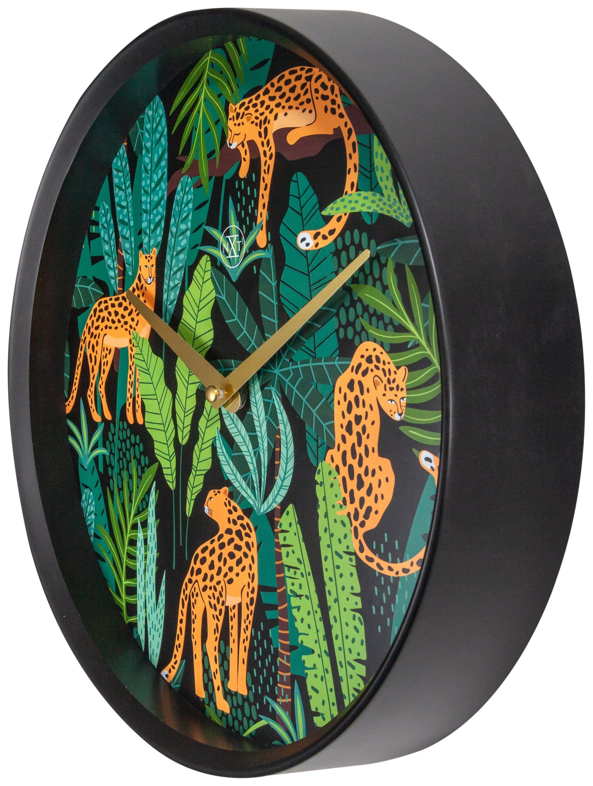 nextime-urban-jungle-wanduhr-30-cm-kunststoff-leopard-schwarz-gold image 4