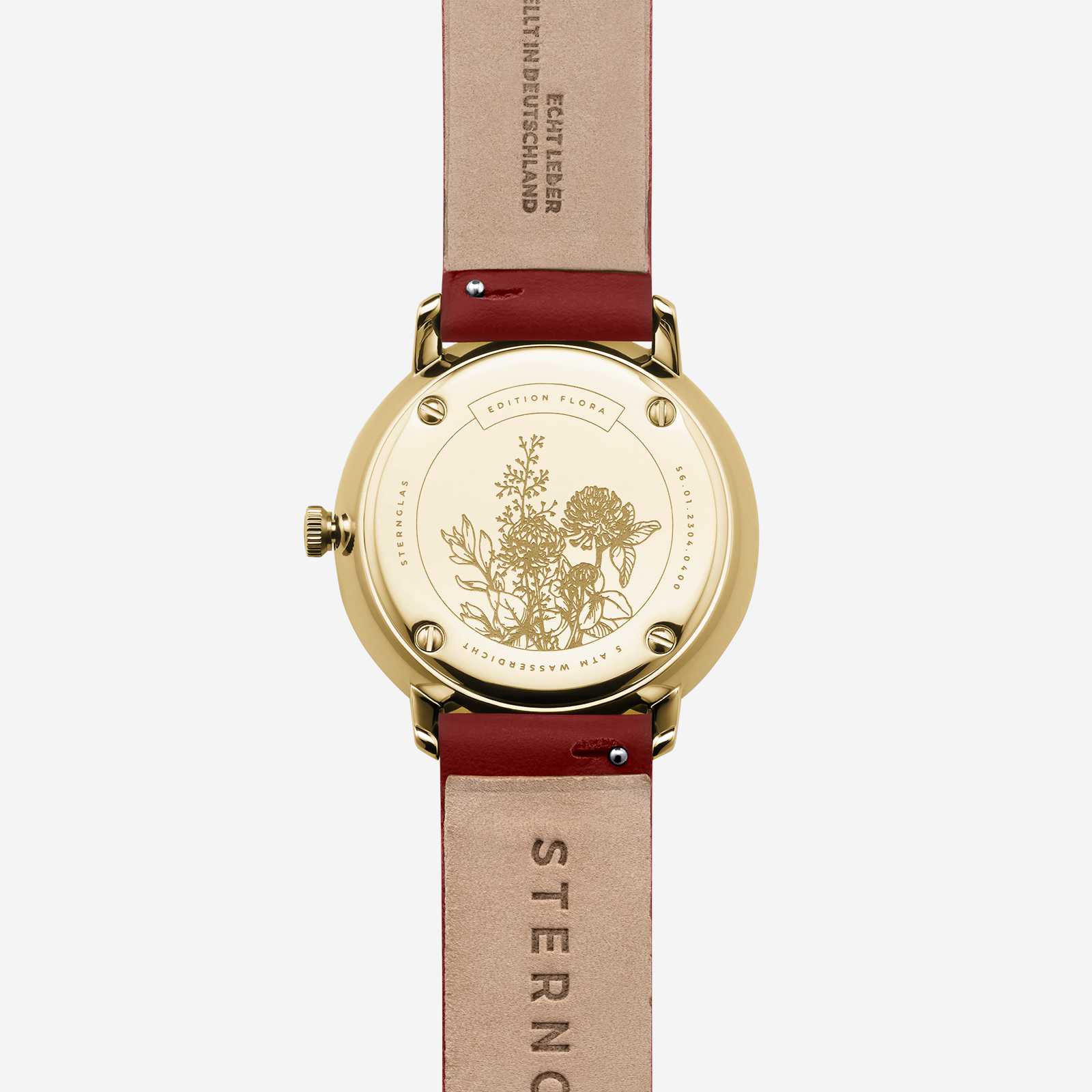 sternglas-naos-xs-edition-flora-damenuhr-33-mm-gold-hibiskus-leder image 7