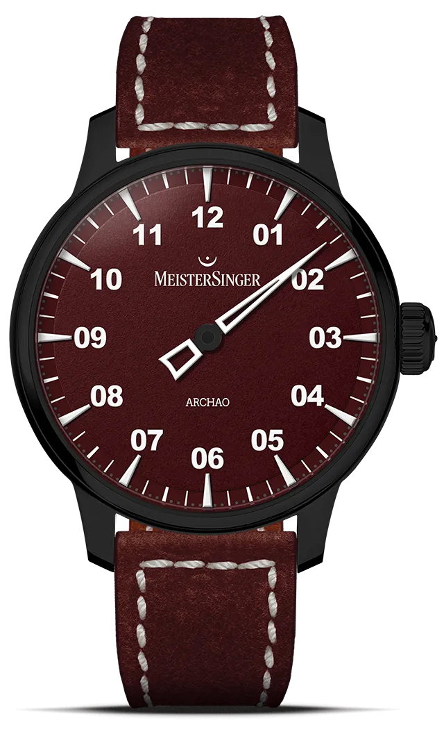 meistersinger-archao-dlc-rot-einzeigeruhr image 1
