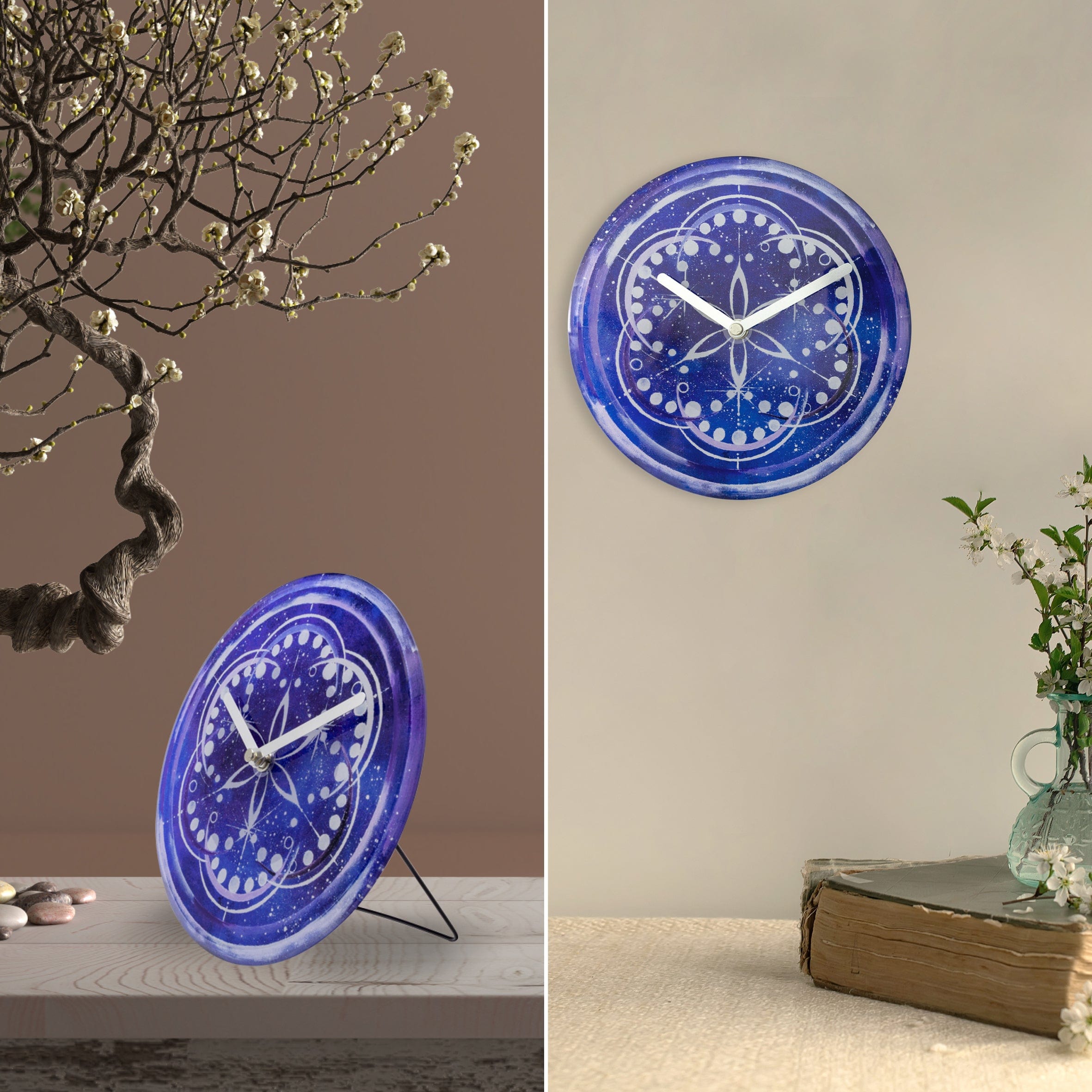nextime-cosmo-table-tisch-wanduhr-20-cm-indigo-geh-rtetes-glas-leise-kosmisches- image 7