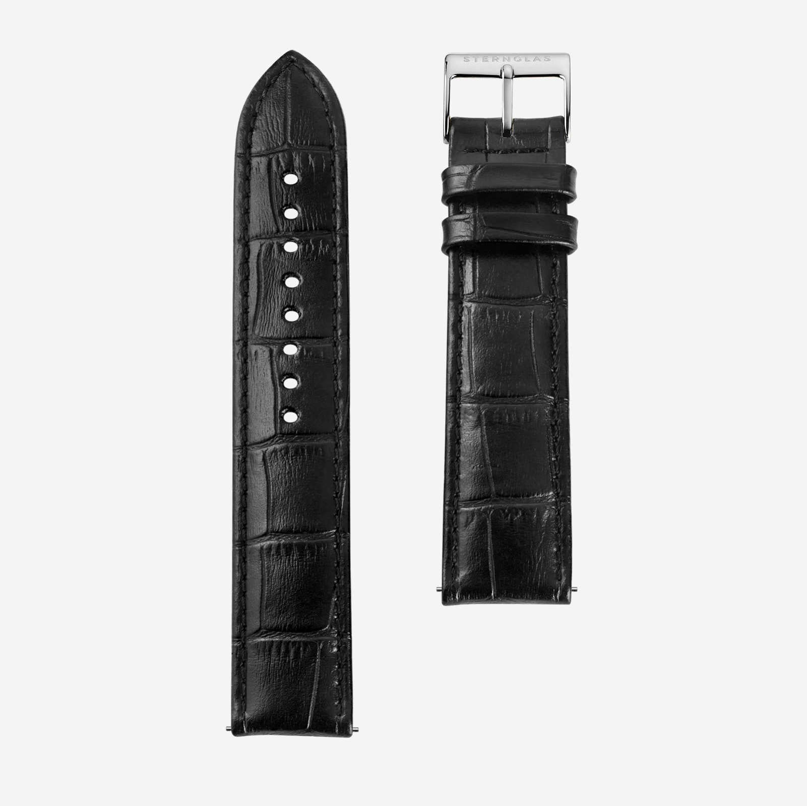 sternglas-heritage-20-lederarmband-schwarz-20-mm-alligatorpr-gung image 4