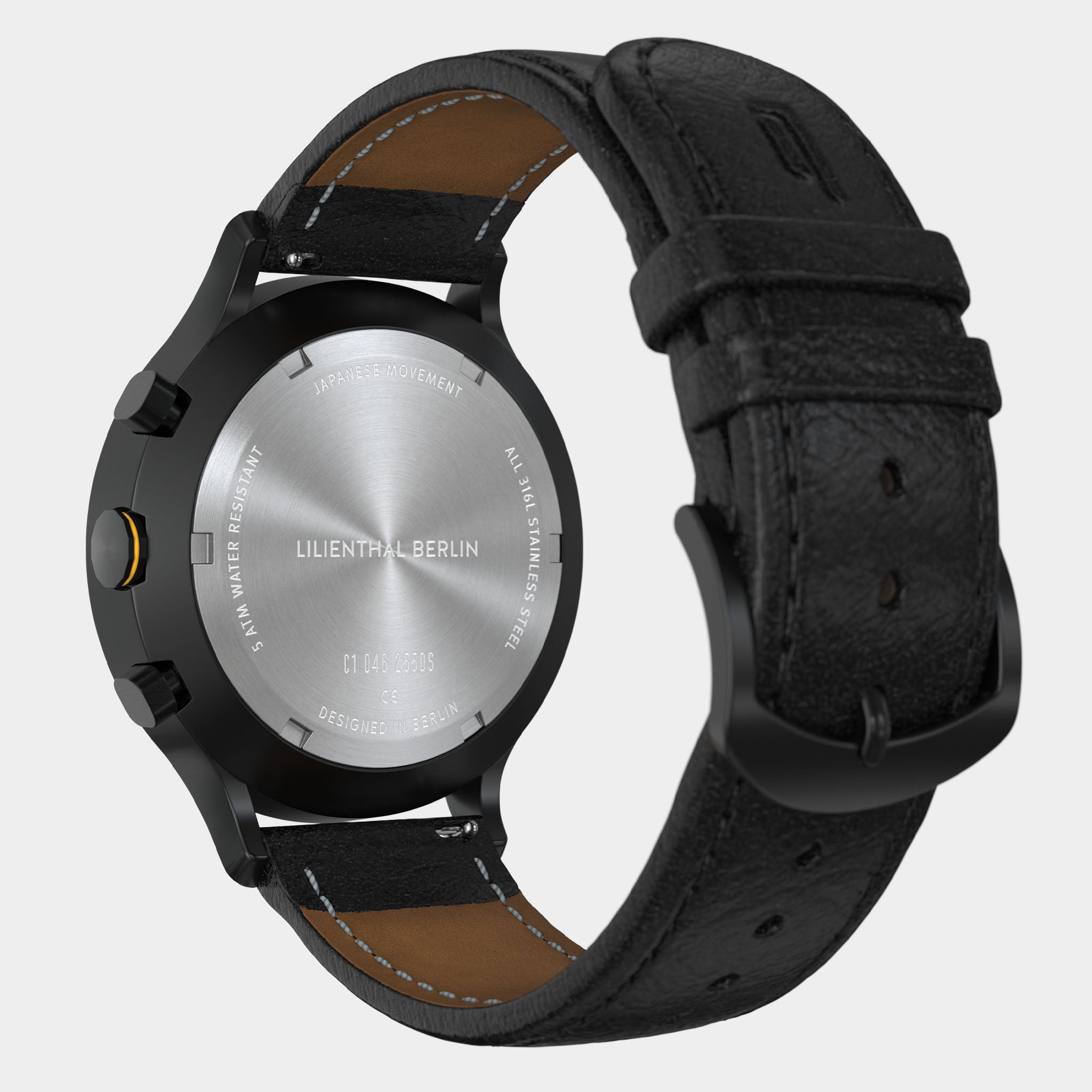 lilienthal-berlin-chronograph-line-2-armbanduhr-grau-gelb-leder image 8