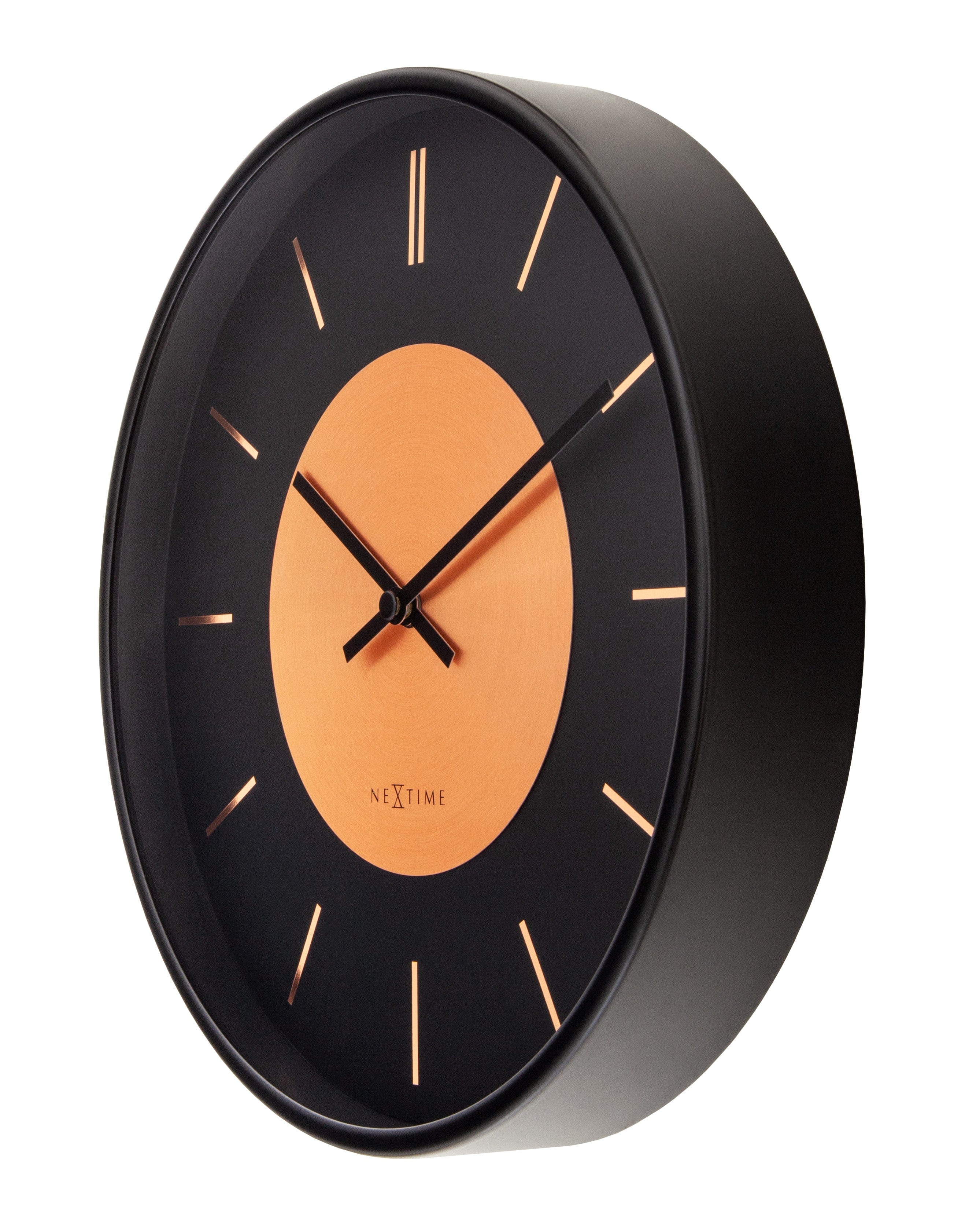 nextime-retro-ii-wanduhr-25-cm-lautlos-metall-schwarz-kupfer image 5