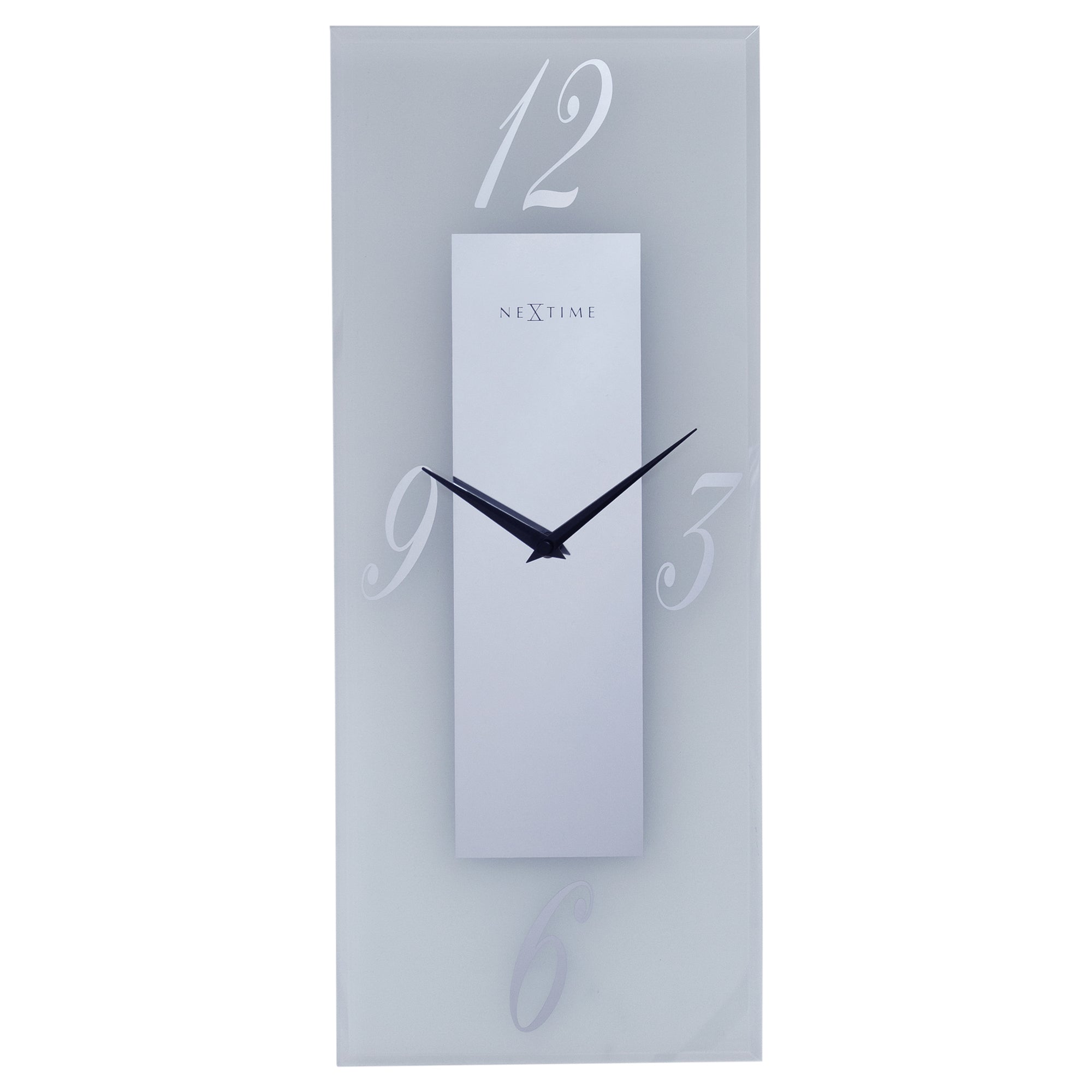 nextime-dali-wanduhr-20x50cm-lautlos-glas-frosted-mirror-silber image 1