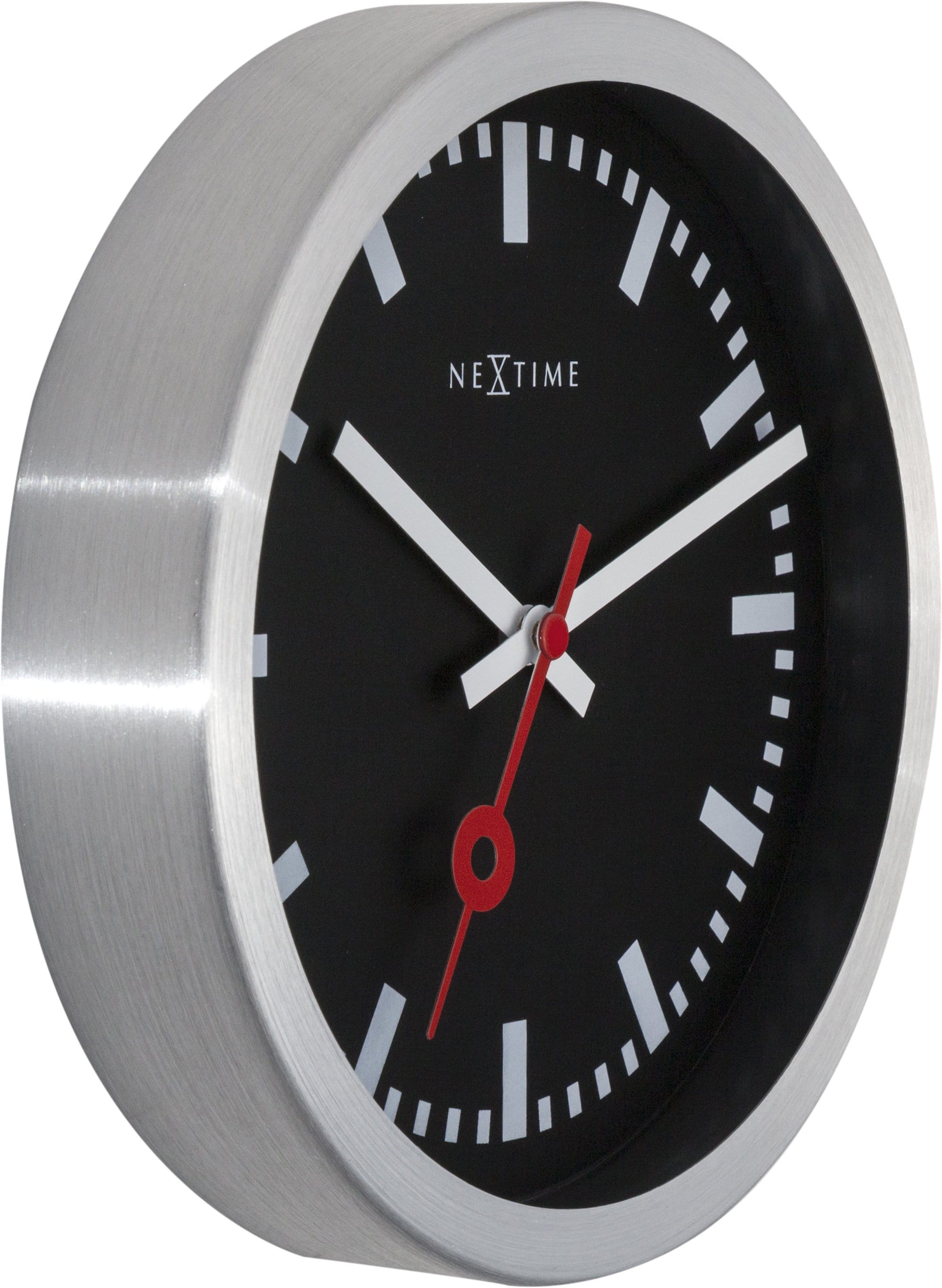 nextime-station-stripe-wanduhr-tischuhr-19-cm-aluminium-schwarz image 2