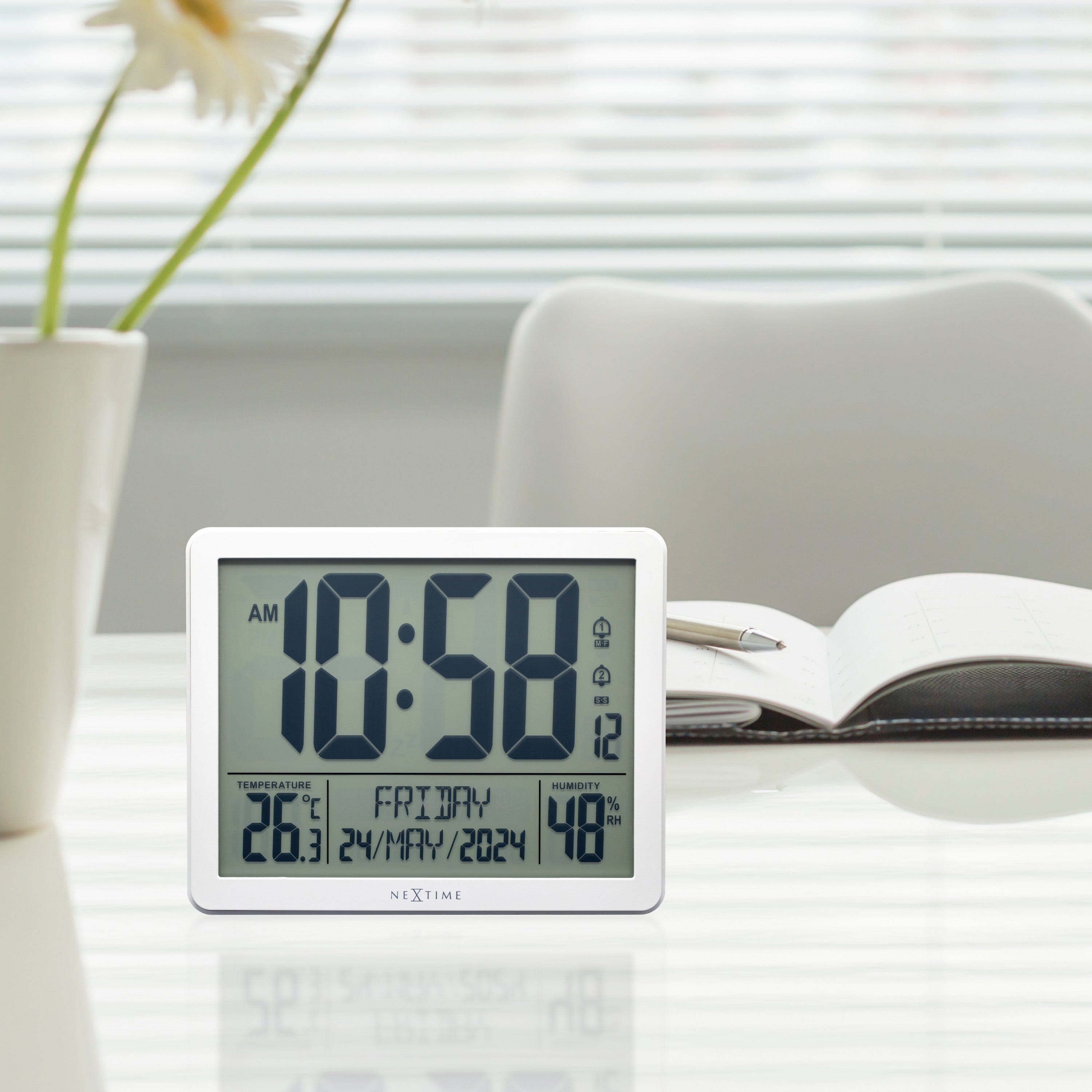 nextime-oneforall-digitale-tisch-wanduhr-17-3x14x2-7cm-funk-wetterstation-abs-we image 3