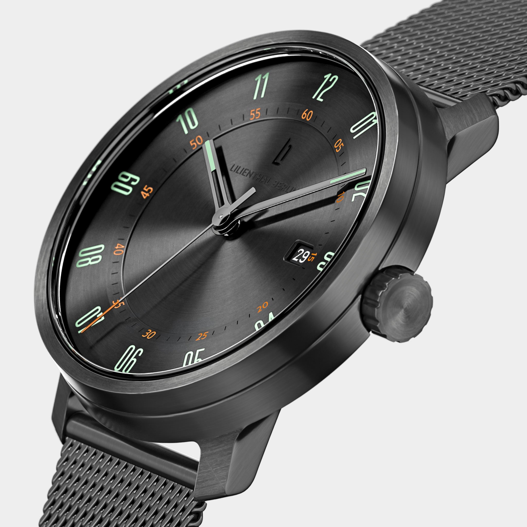 lilienthal-berlin-neolux-automatik-slate-grey-42-mm-edelstahl-mit-mesh-armband image 2