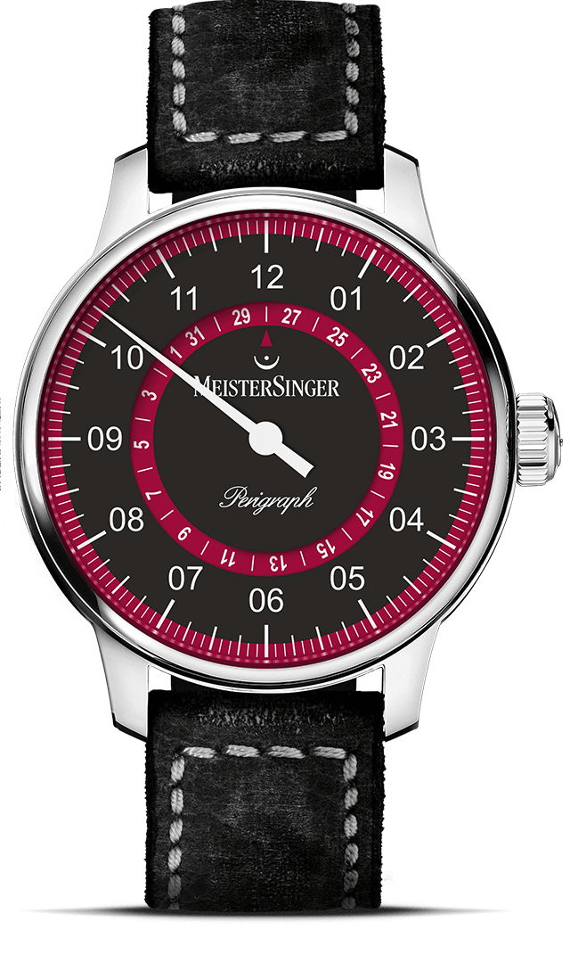 meistersinger-perigraph-einzeigeruhr-schwarz-mit-bordeaux image 1