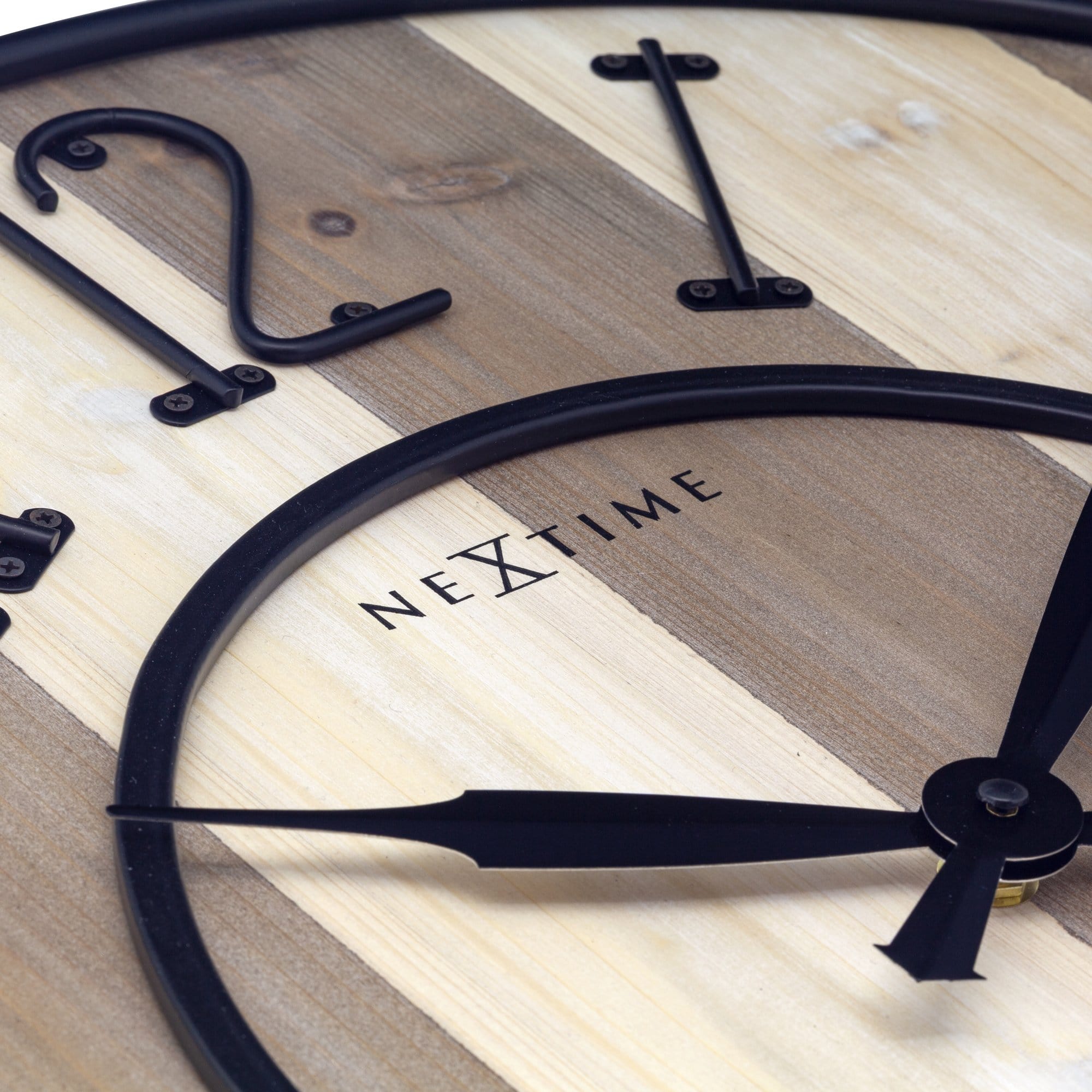nextime-oxford-wanduhr-50-cm-lautlos-holz-metall-hellbraun-creme image 3