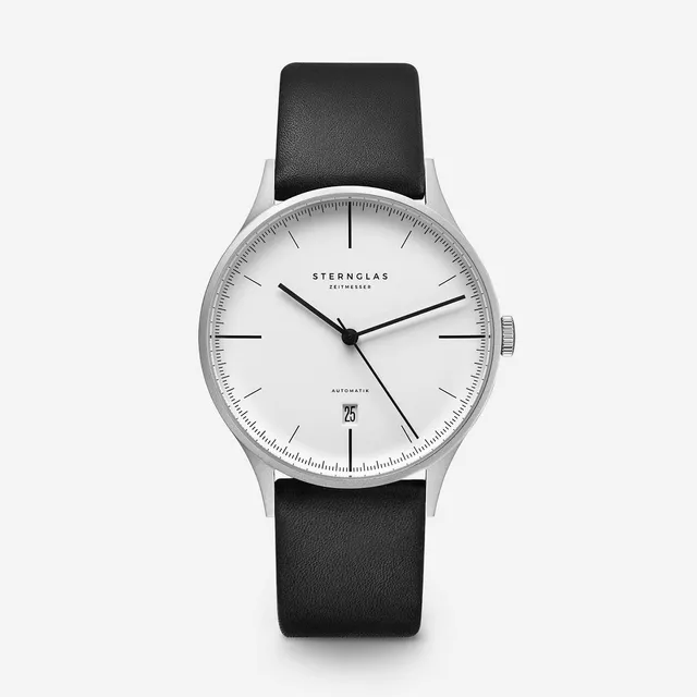 sternglas-asthet-armbanduhr-automatik-40-mm-wei-sandgestrahlt-superflach image 1