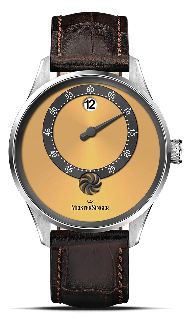 meistersinger-panthero-jumping-hour-armbanduhr-sonnenschliff-goldgelb image 1