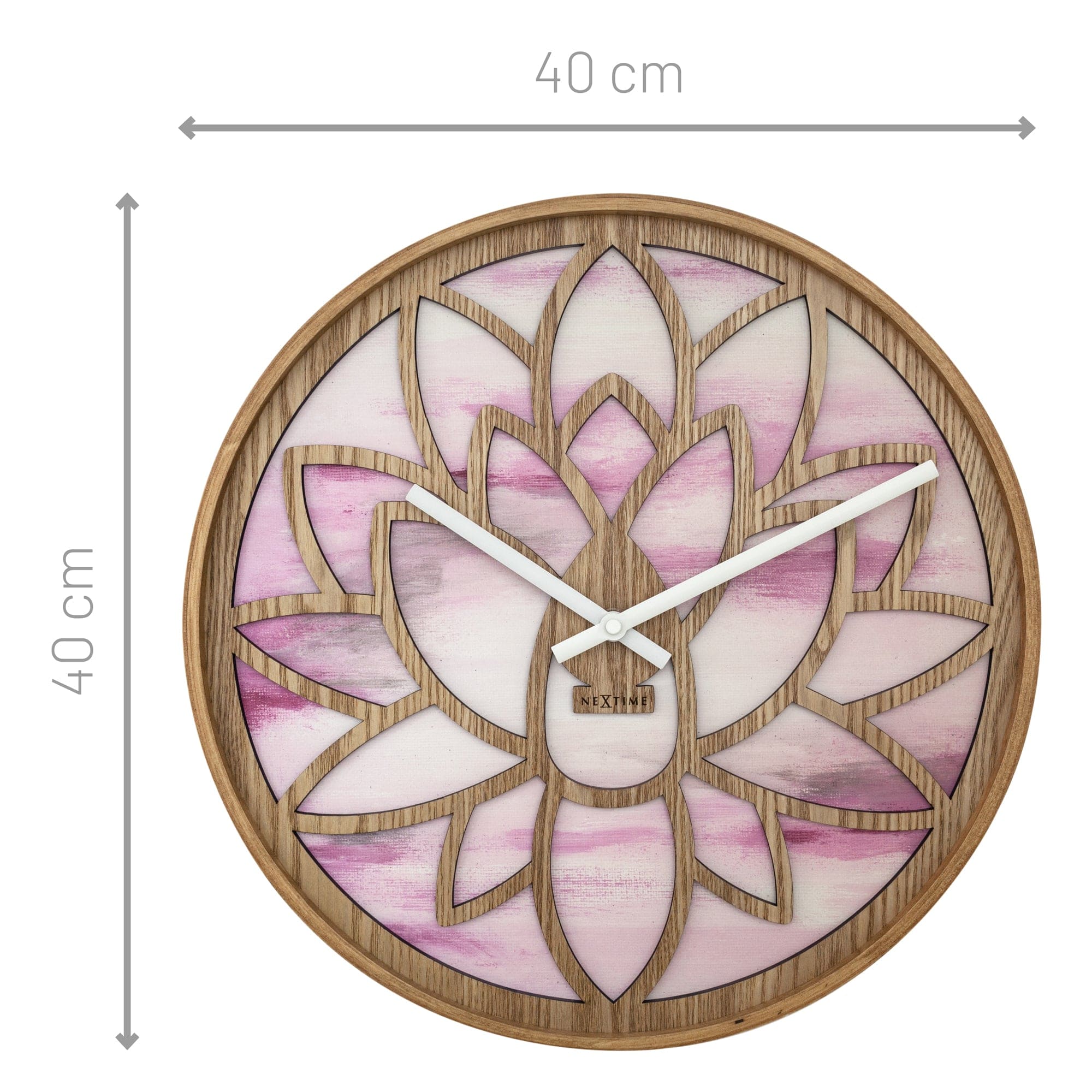 nextime-lotus-wanduhr-40-cm-pink-holz-silent-lotus-design image 4