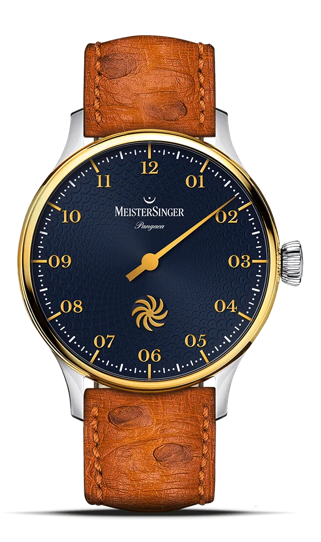 meistersinger-pangaea-stahlbau-mit-goldl-nette-einzeigeruhr image 1