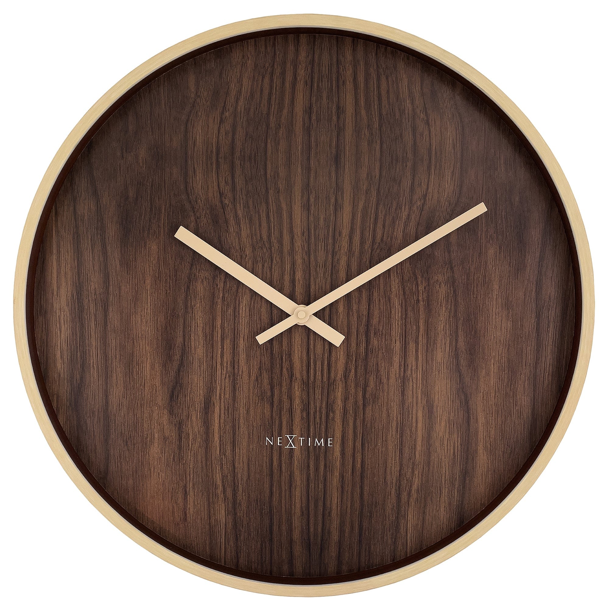 nextime-oslo-large-wanduhr-50-cm-leise-dunkelbraun-hellbraun-japandi-stil image 1