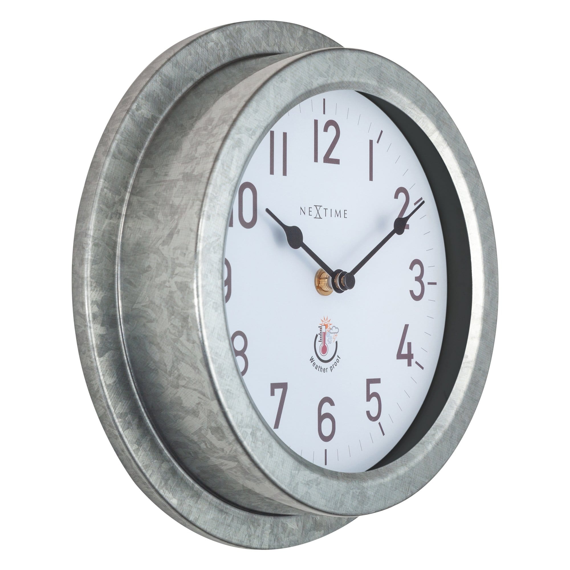 nextime-poppy-outdoor-wanduhr-22cm-wetterfest-metall-galvanized-wei-silber image 2
