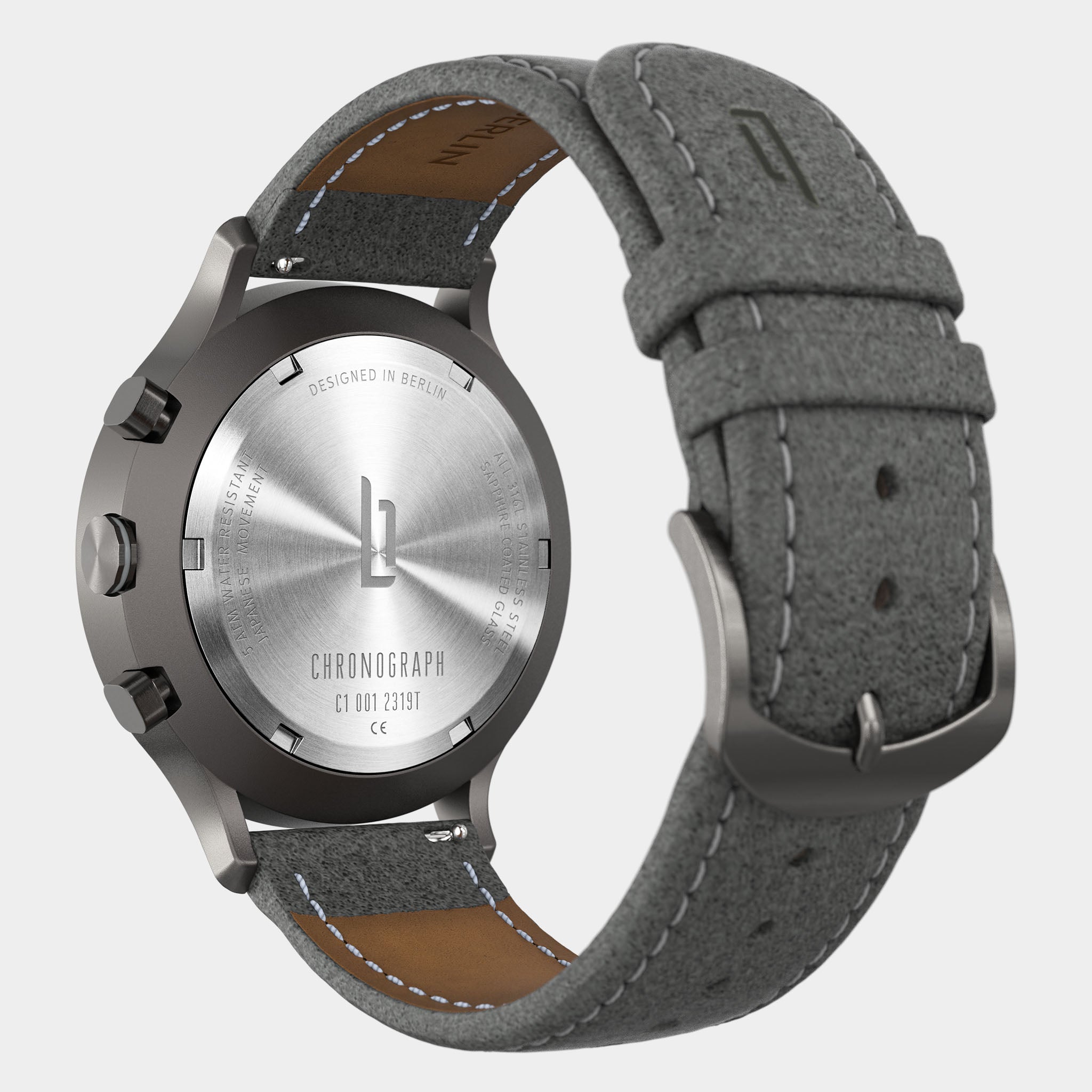 lilienthal-berlin-chronograph-dark-silver-white-mit-lederarmband image 7