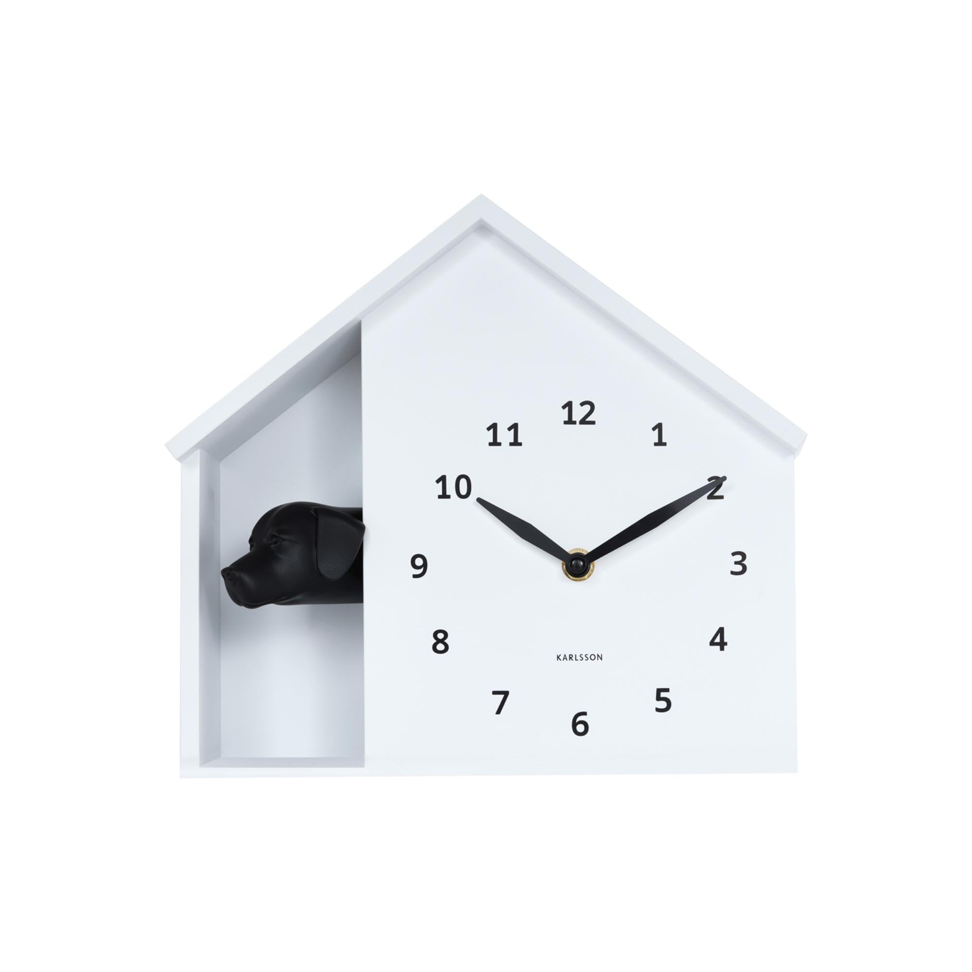 karlsson-peeking-doggy-wanduhr-wei-24-9x24-9x27-cm-mit-hund-und-stundensignal image 1
