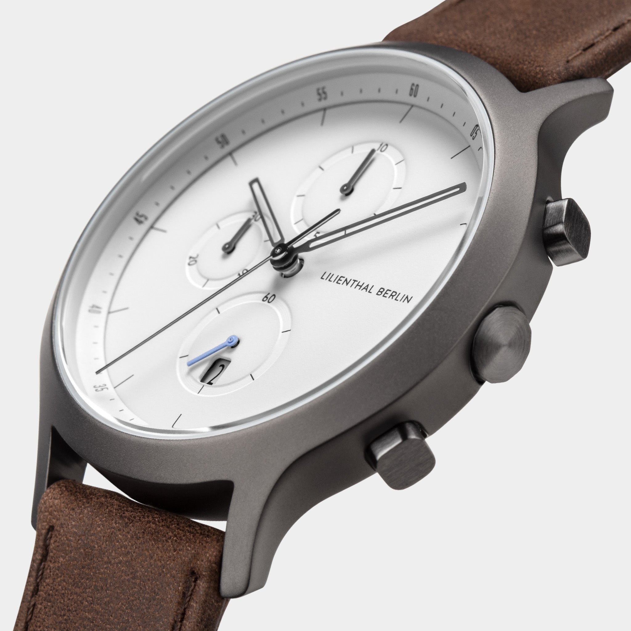 lilienthal-berlin-chronograph-dark-silver-white-mit-lederarmband-2 image 2