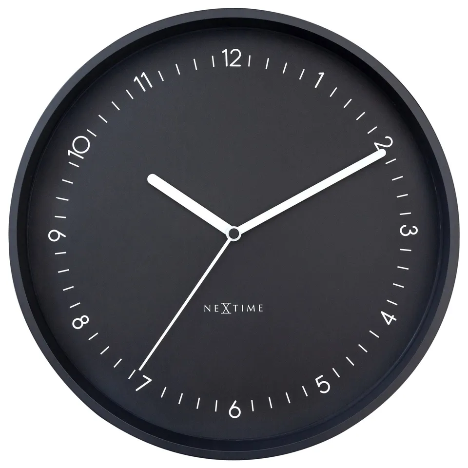 nextime-berlin-wanduhr-30cm-lautlos-aluminium-schwarz-gelb-design-jette-scheib image 1