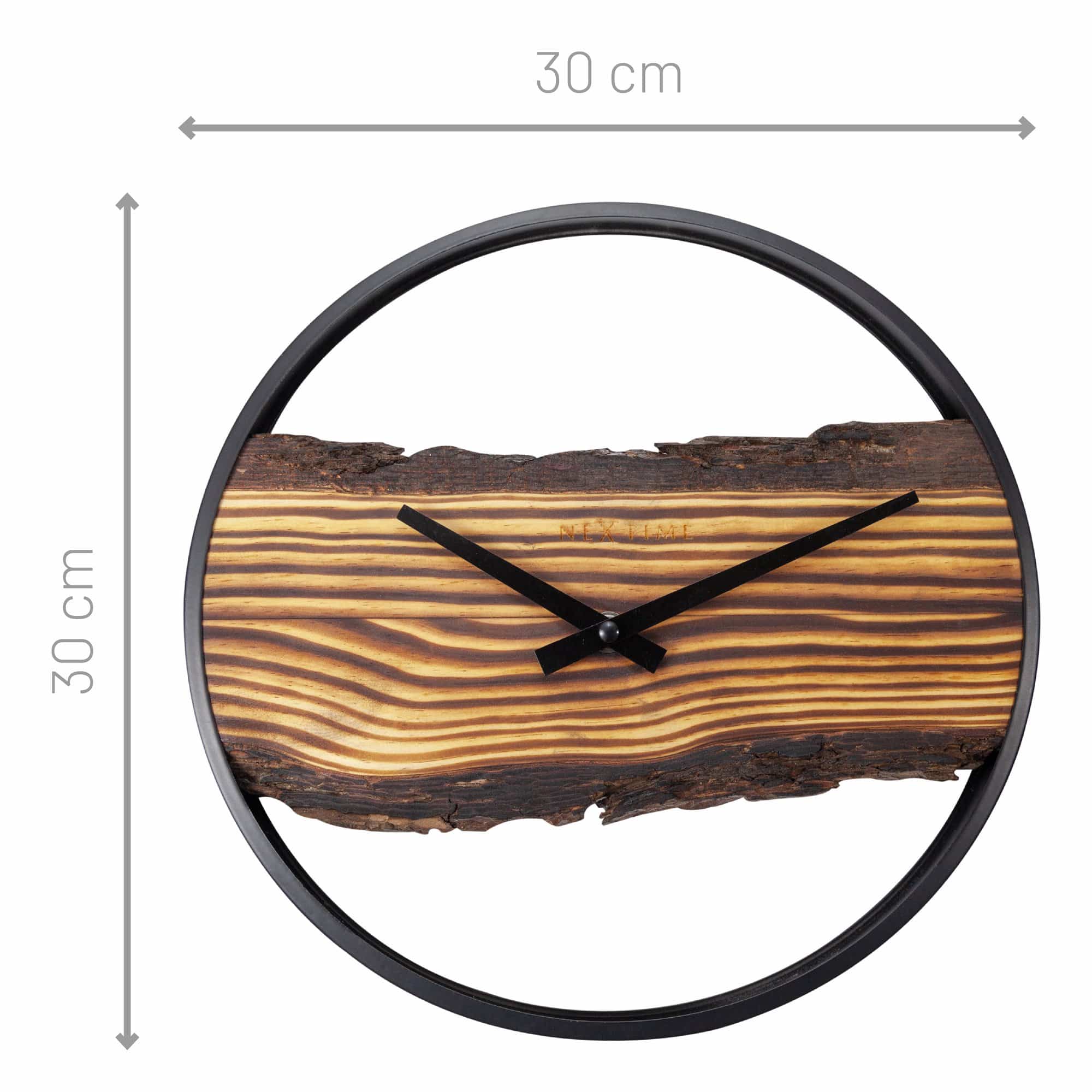 nextime-forest-holz-wanduhr-30-cm-holz-metall-schwarz-lautlos image 5