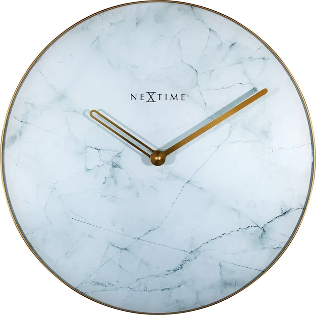 nextime-marble-wanduhr-40-cm-glas-metall-wei-marmor-gold image 1
