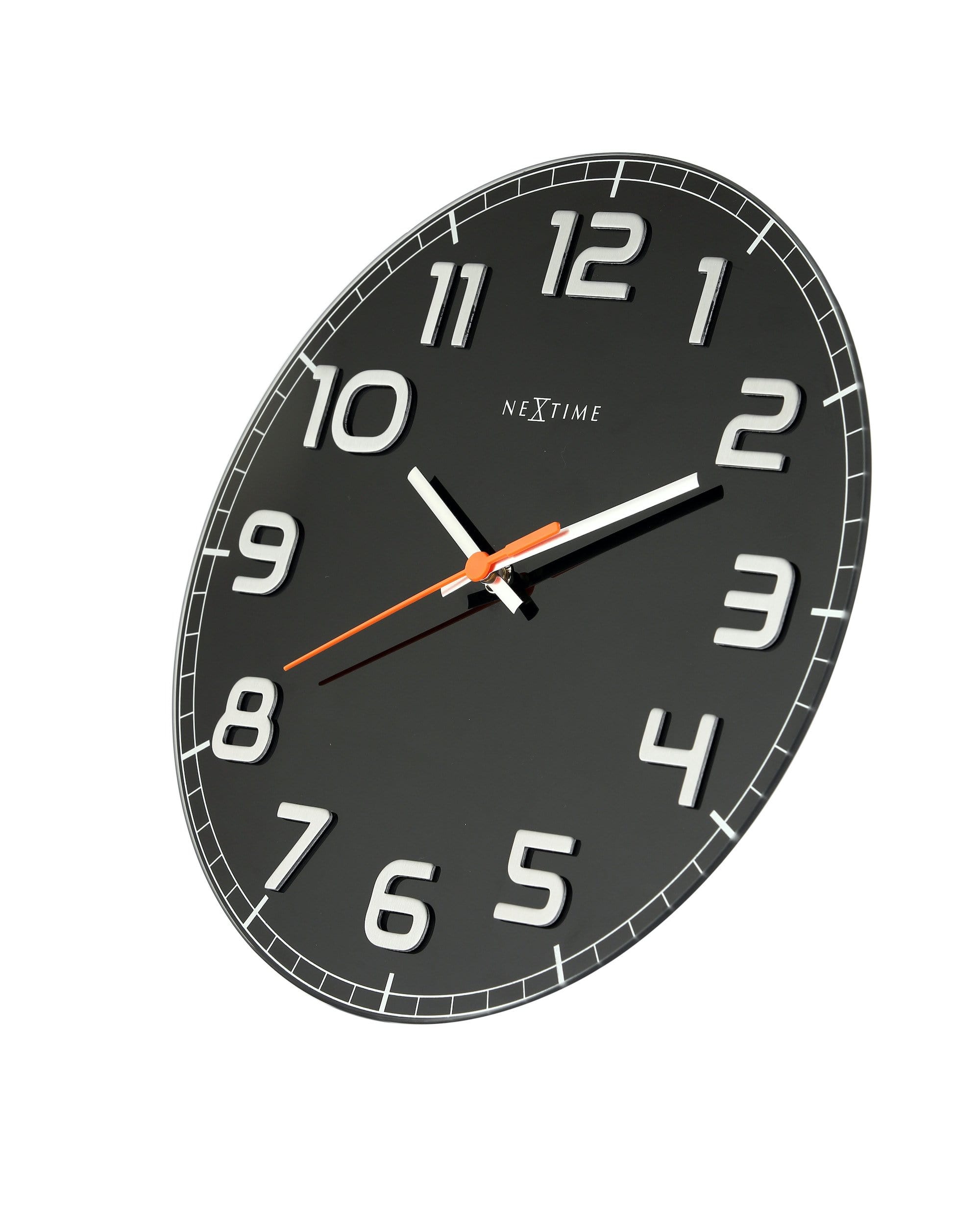 nextime-classy-round-wanduhr-30-cm-lautlos-glas-schwarz-wei image 3