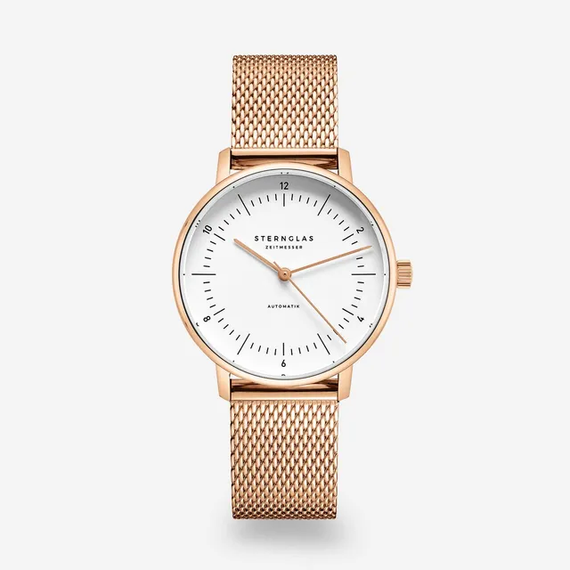 sternglas-naos-xs-automatik-damenuhr-ros-gold-33-mm-edelstahl image 1