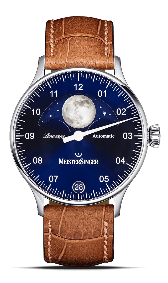 meistersinger-lunascope-einzeiger-armbanduhr-sonnenschliff-blau image 1
