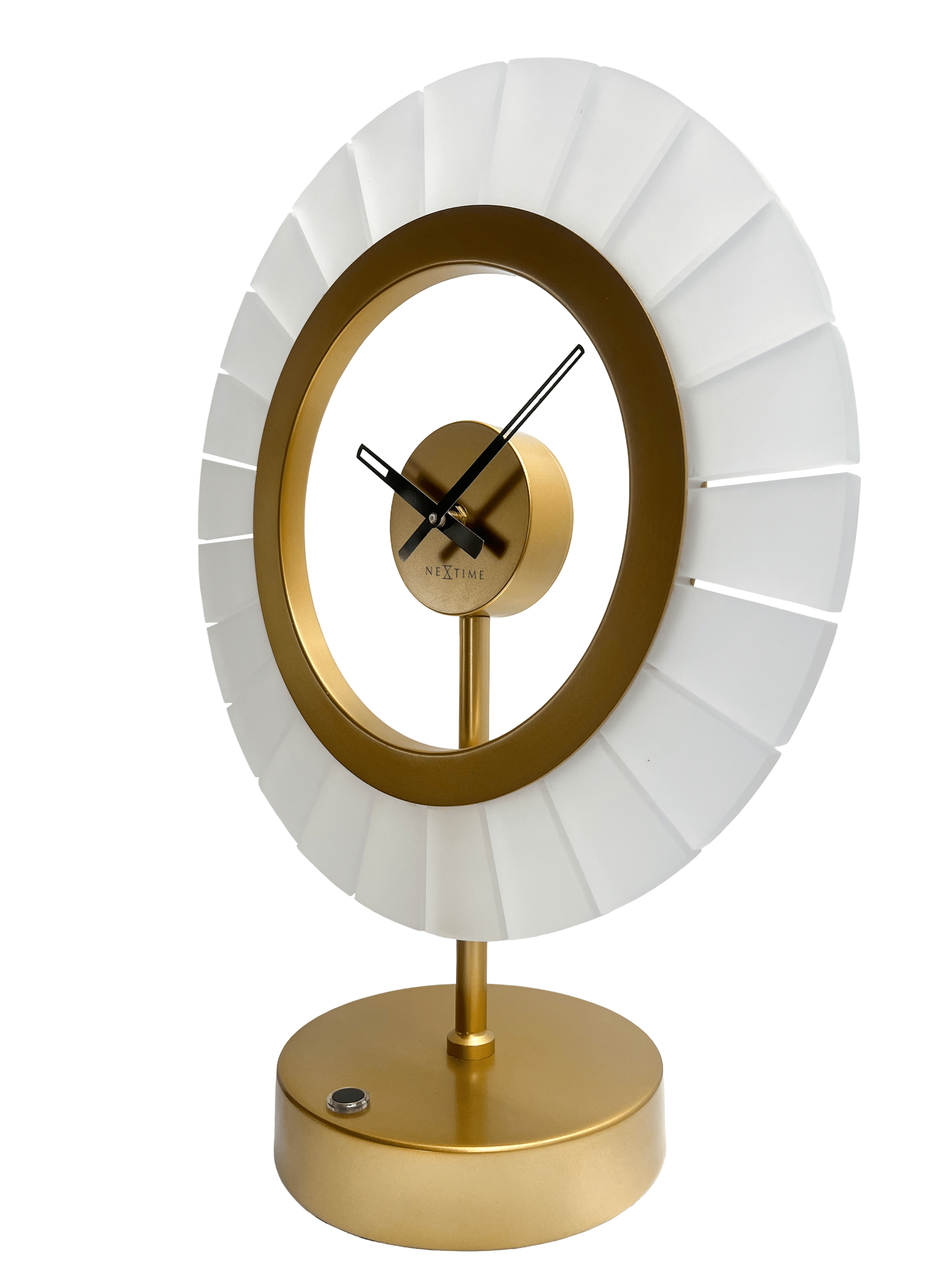 nextime-ting-tischlampe-mit-uhr-33x42cm-champagnergold-schwarz-metall-acryl image 3