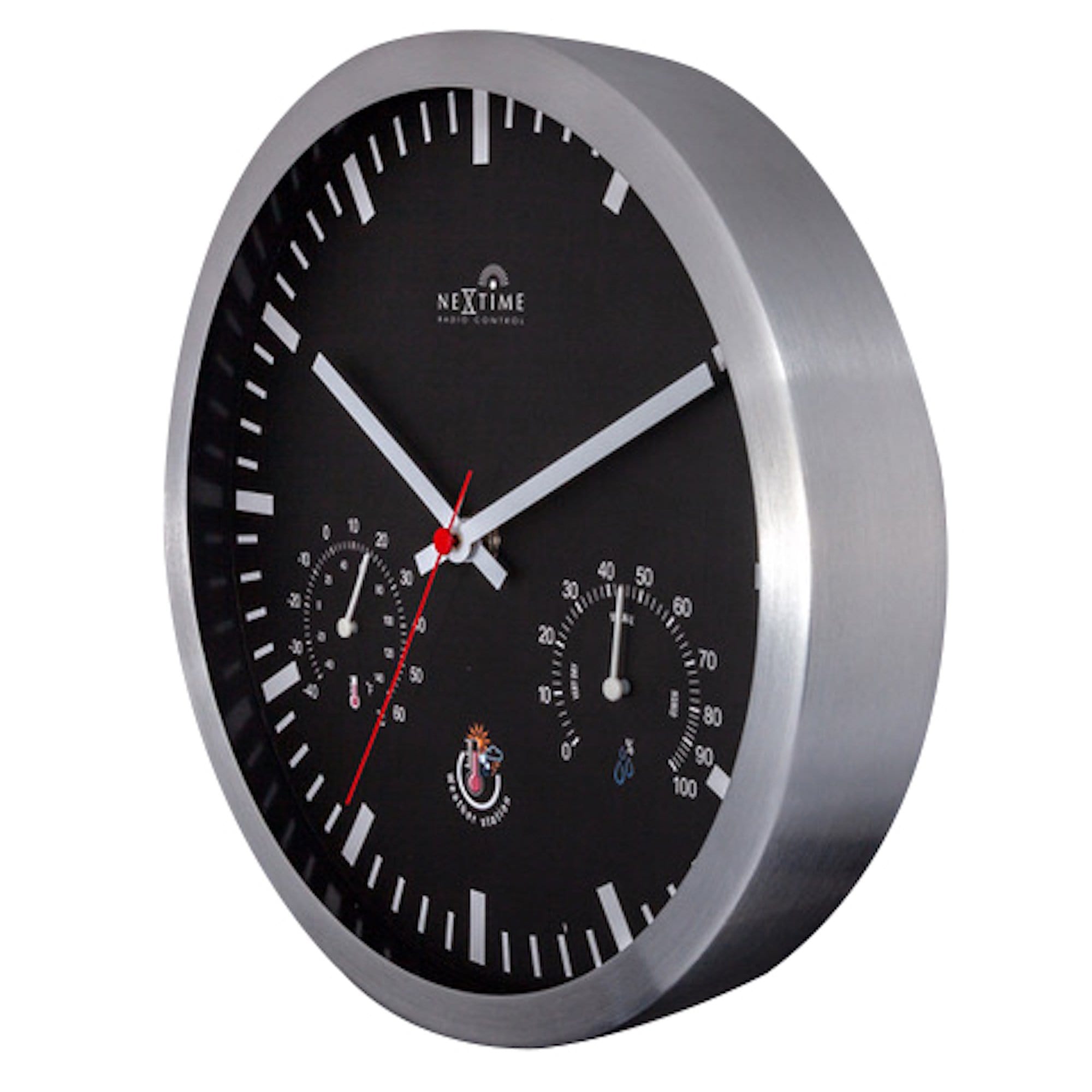 nextime-radio-control-wetterstation-wanduhr-25-cm-schwarz-wei image 5