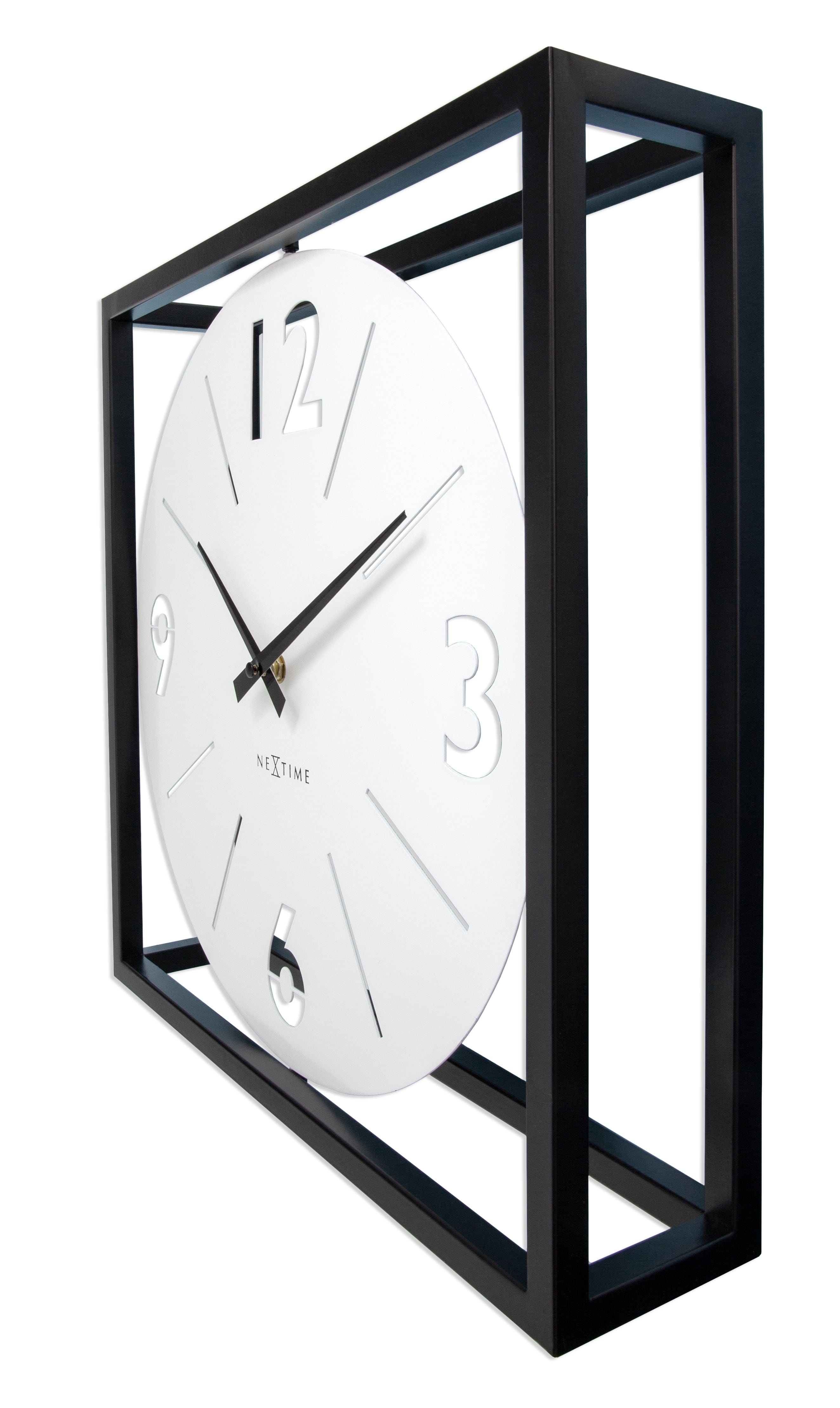 nextime-time-frame-tisch-wanduhr-40-x-40-x-9-5-cm-metall-schwarz-wei-drehbar image 6