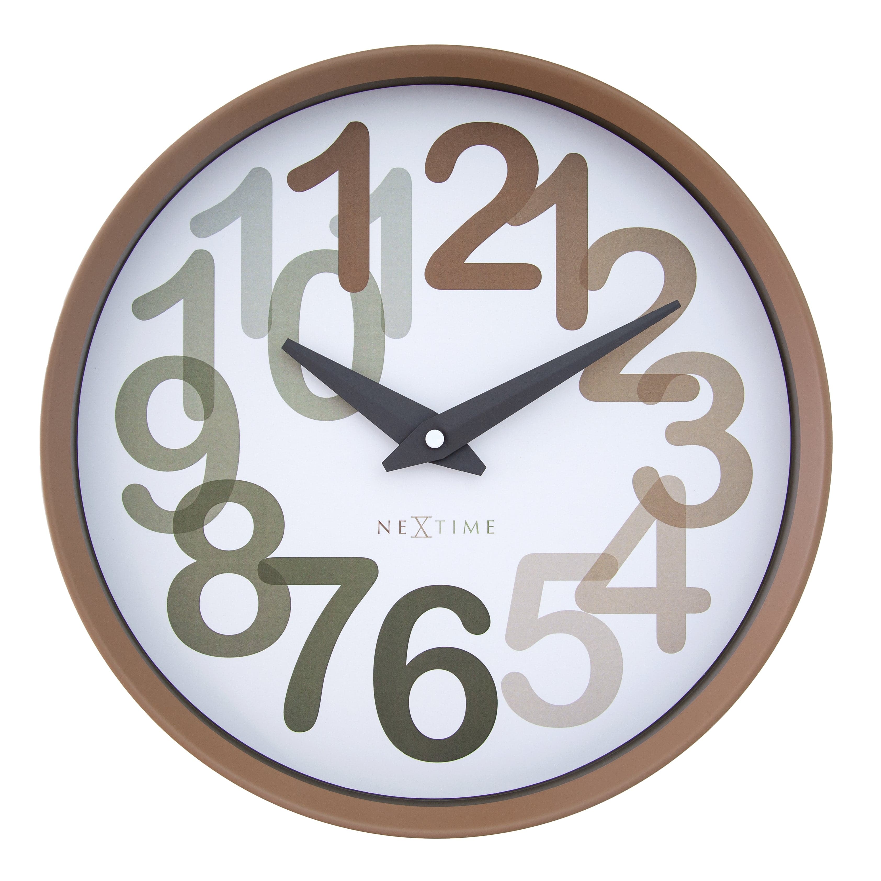 nextime-big-number-wanduhr-30cm-lautlos-kunststoff-toffee-beige image 1