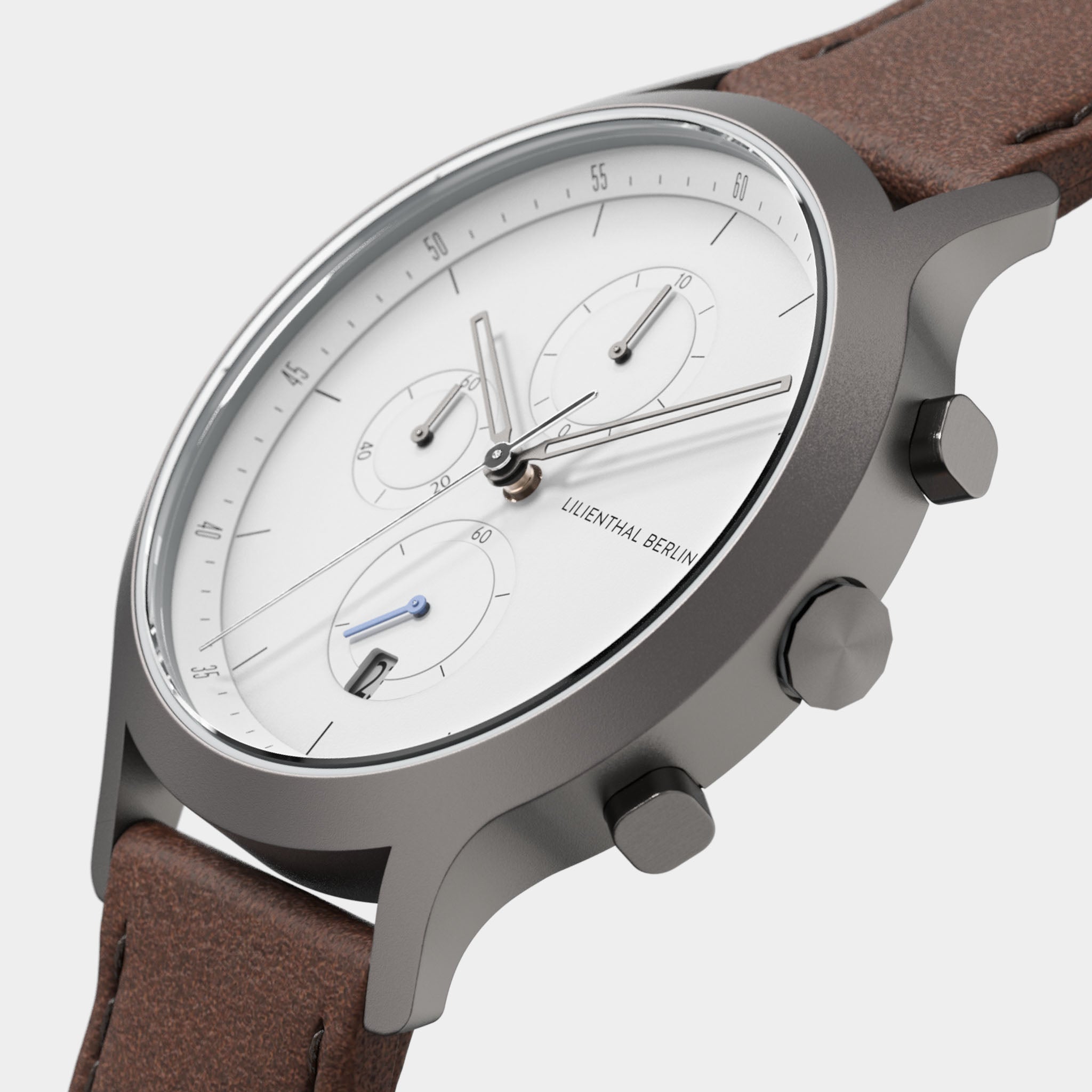 lilienthal-berlin-chronograph-dark-silver-white-lederarmband image 2