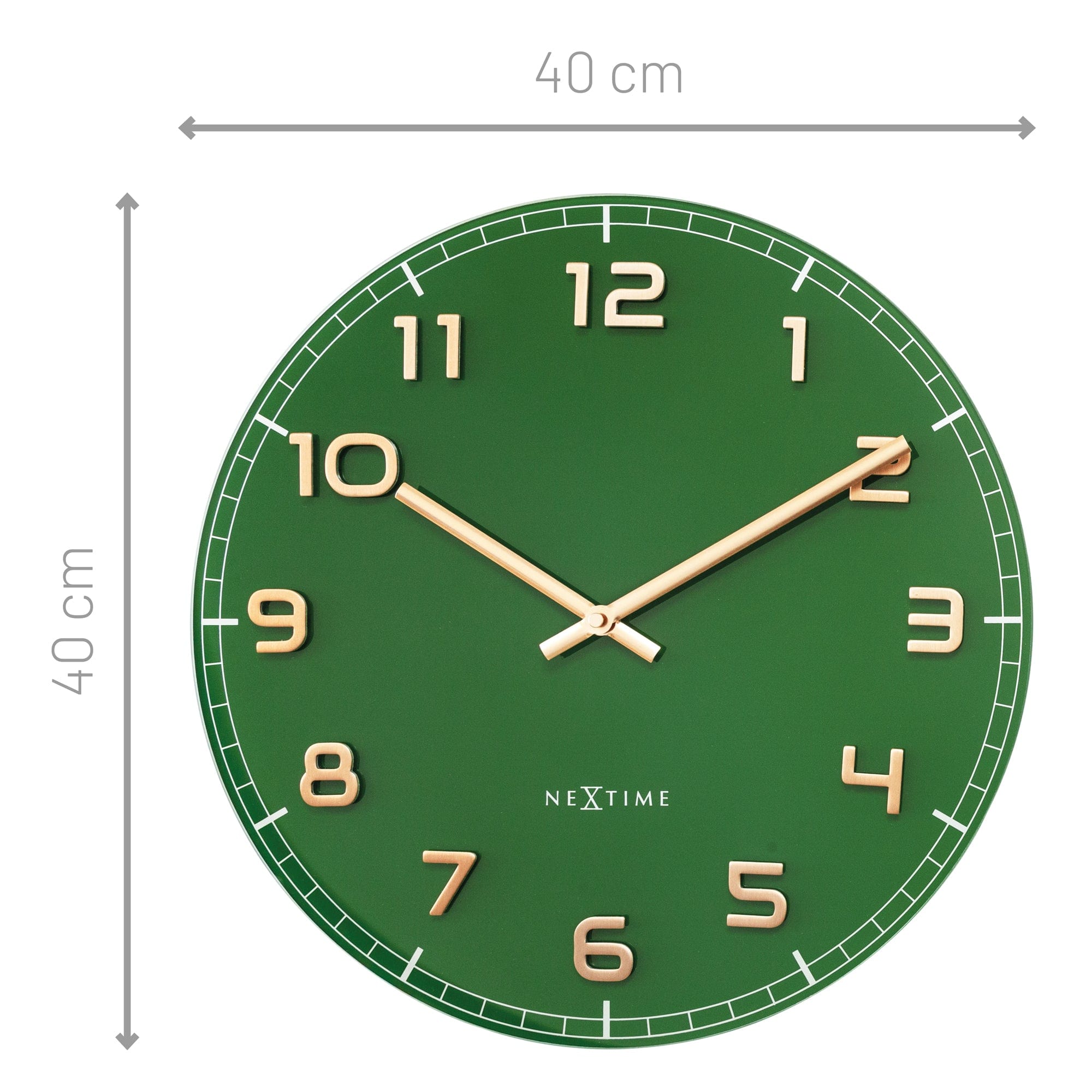nextime-classy-medium-wanduhr-40cm-lautlos-glas-gr-n-kupfer-aluminium image 4
