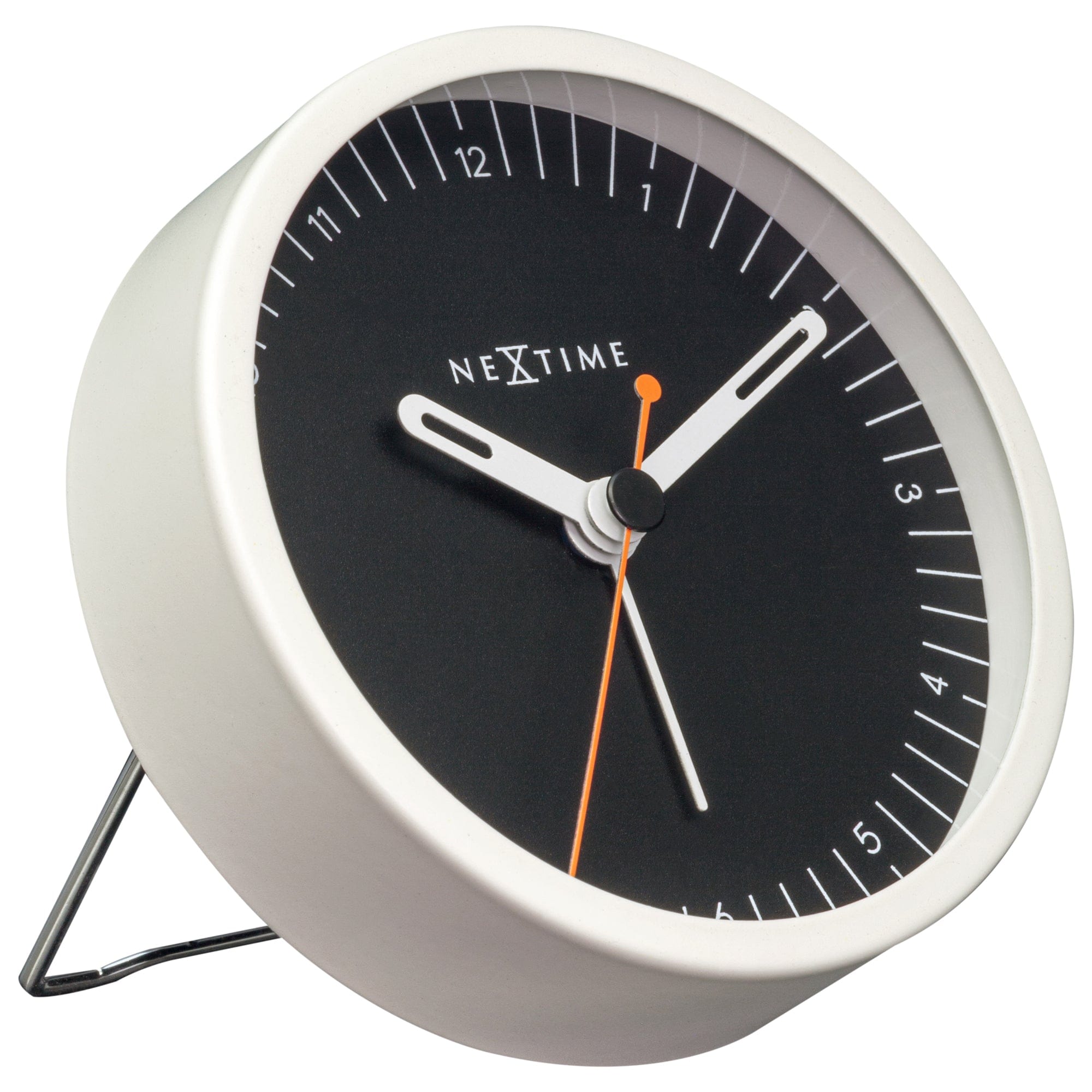 nextime-small-tischwecker-wecker-9x9x7-5-cm-lautlos-mit-licht-metall-wei image 2