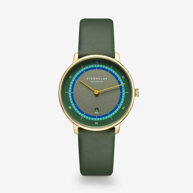 sternglas-naos-xs-edition-argo-dunkelgr-n-33mm-damenuhr-mit-lederband image 1