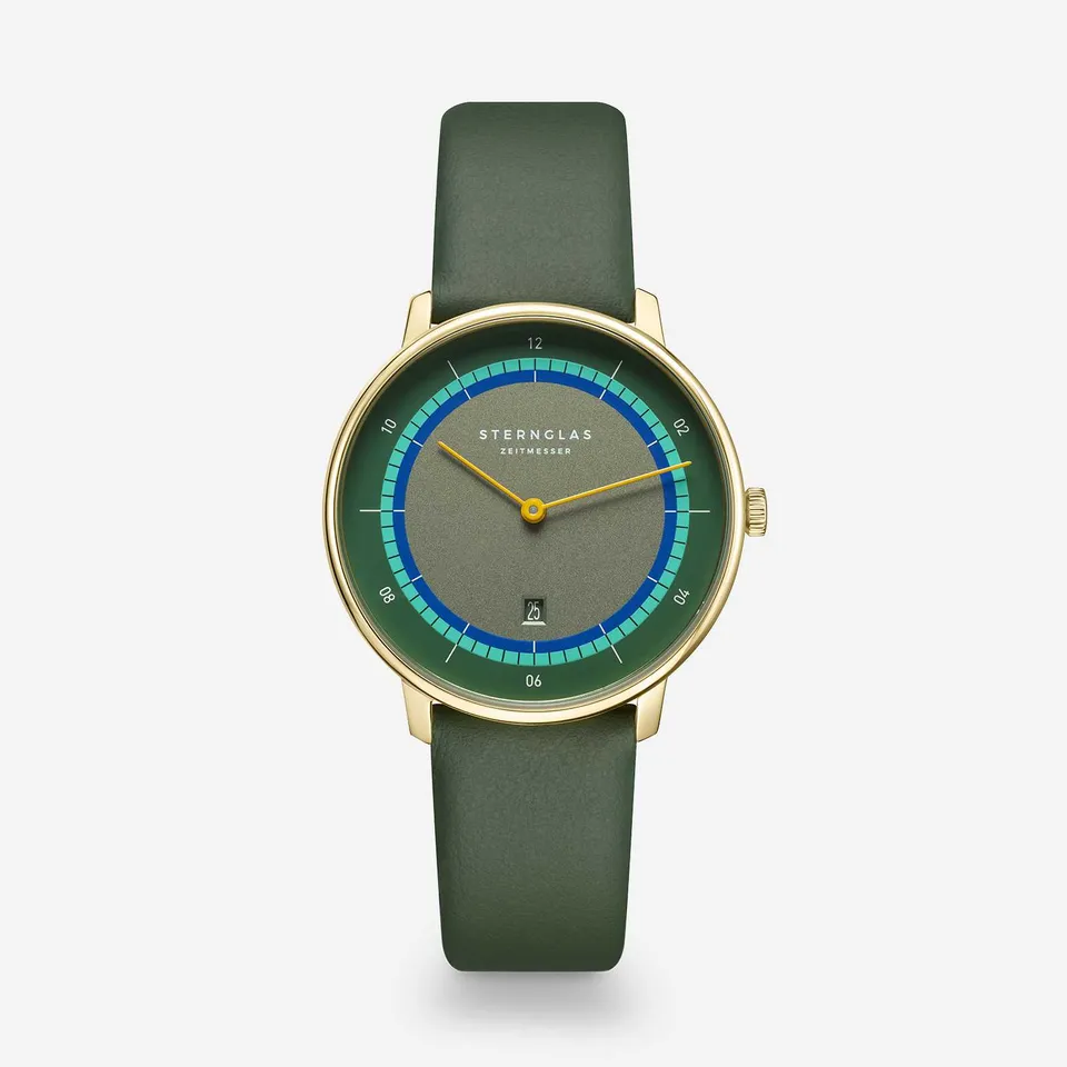 sternglas-naos-xs-edition-argo-dunkelgr-n-33mm-damenuhr-mit-lederband image 1