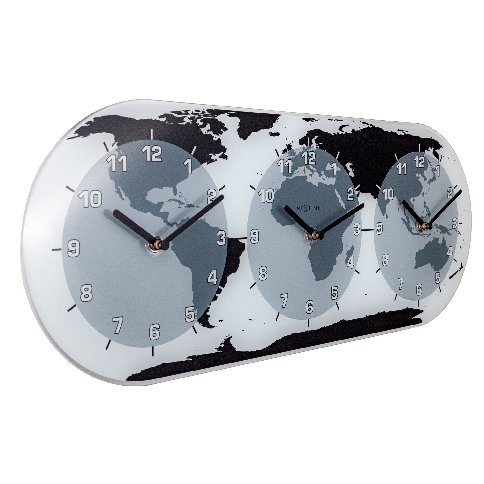nextime-mondial-weltzeituhr-glas-50-x-18-6-cm-3-zeitzonen-schwarz image 2